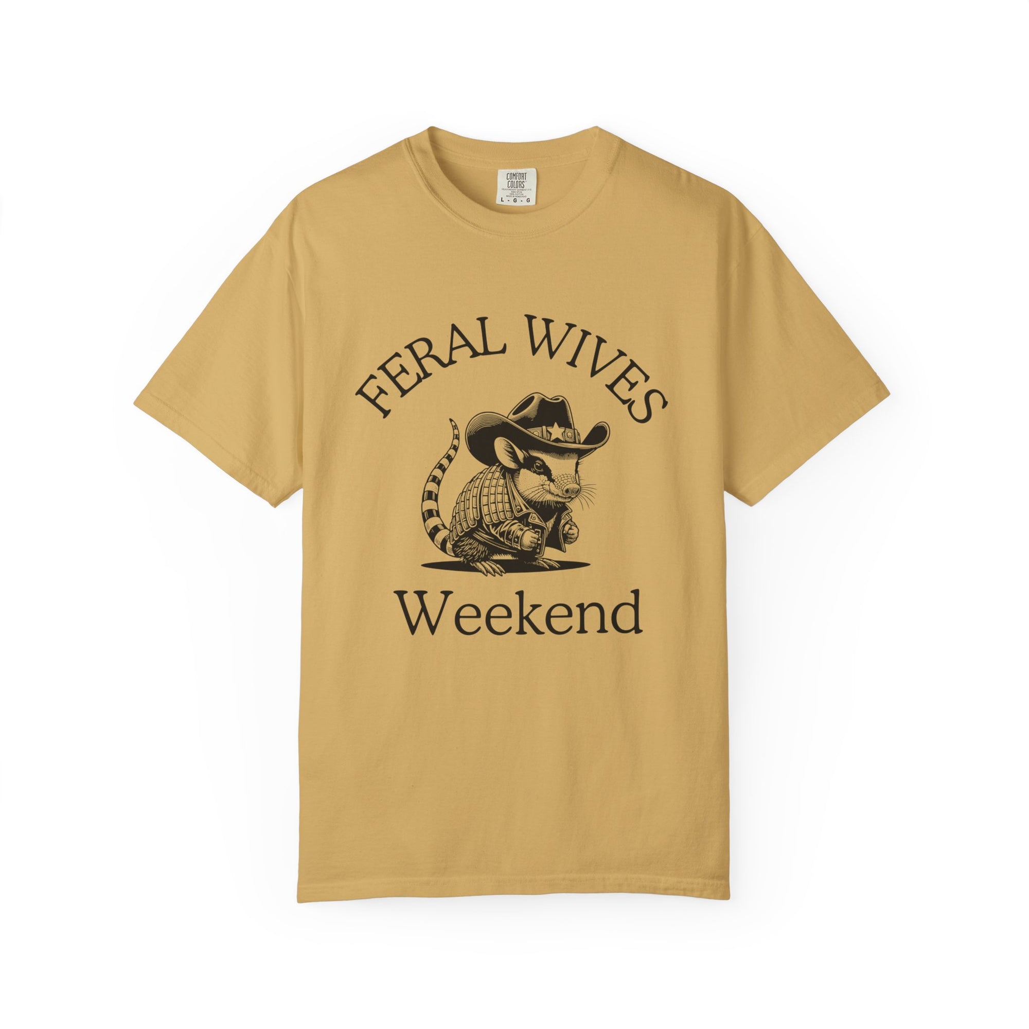 Armadillo Texas Feral Wives Graphic T-Shirt, Fun Weekend Tee, Unisex Casual Shirt, Gift for Friends, Cowboy Armadillo Design