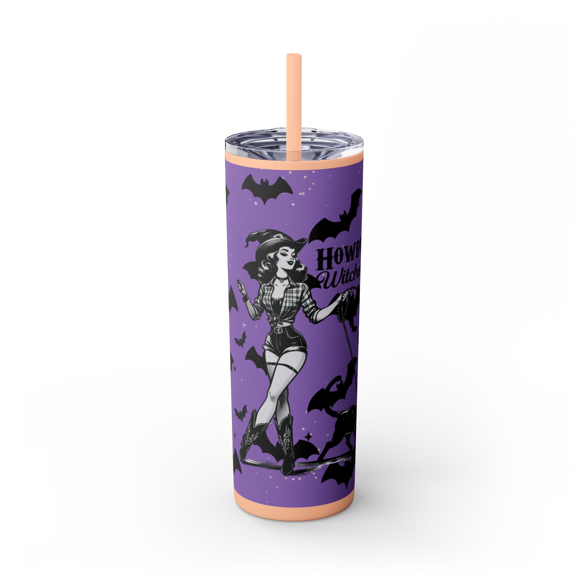 Halloween-Themed Skinny Tumbler with Straw, 20oz | Perfect for Spooky Parties, Trick or Treating, Gifting, or Everyday Use