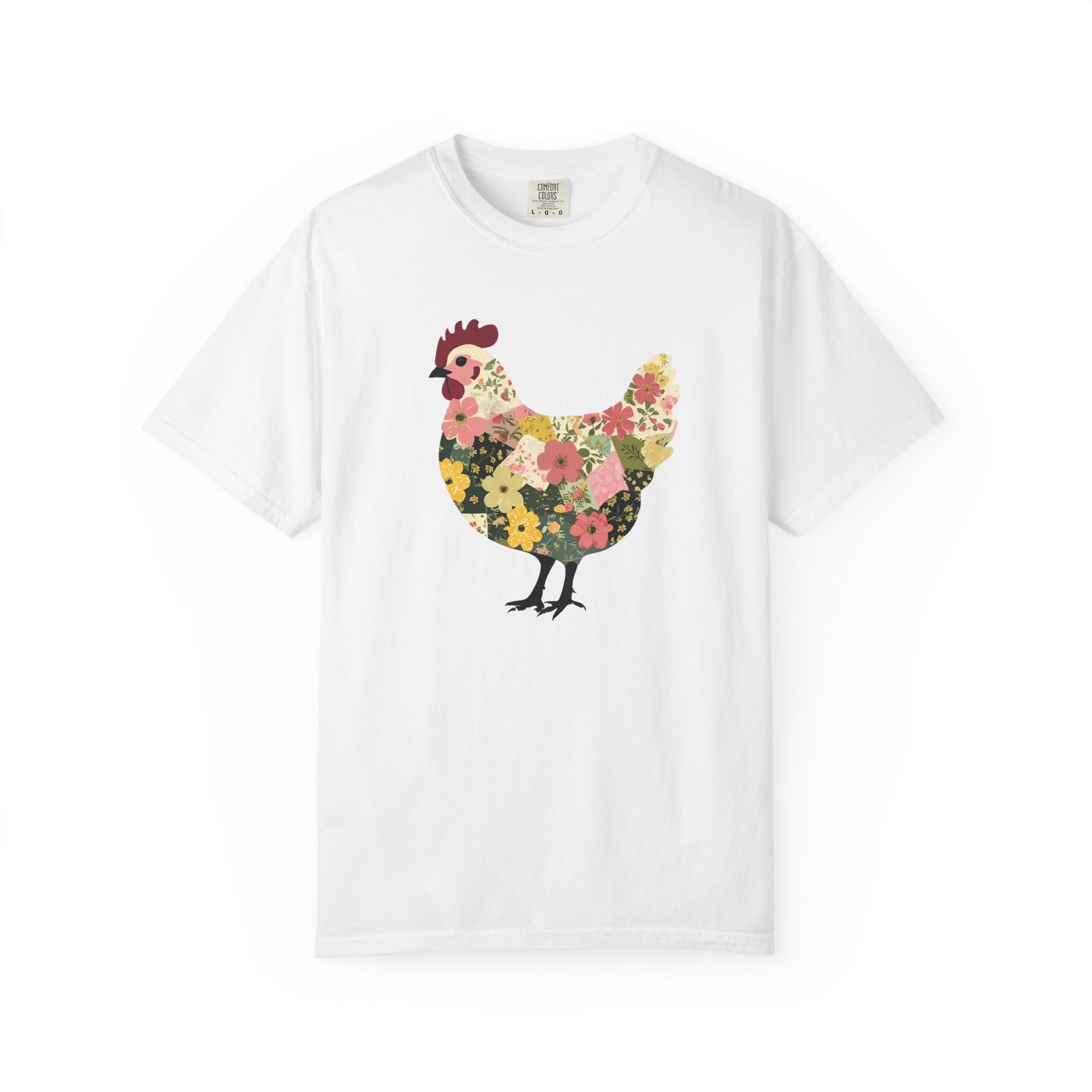 Floral Chicken T-shirt | Unisex Tee for Animal Lovers, Farmhouse Decor, Gift for Her, Casual Wear, Spring Fashion