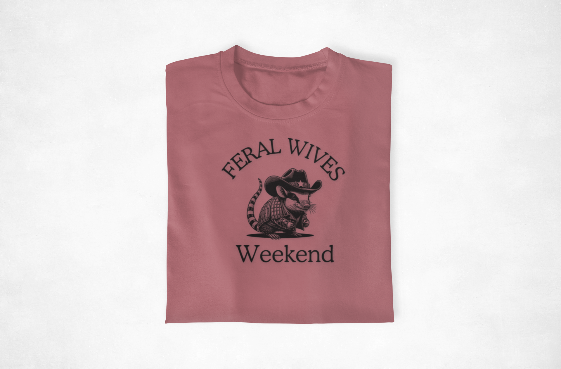 Armadillo Texas Feral Wives Graphic T-Shirt, Fun Weekend Tee, Unisex Casual Shirt, Gift for Friends, Cowboy Armadillo Design