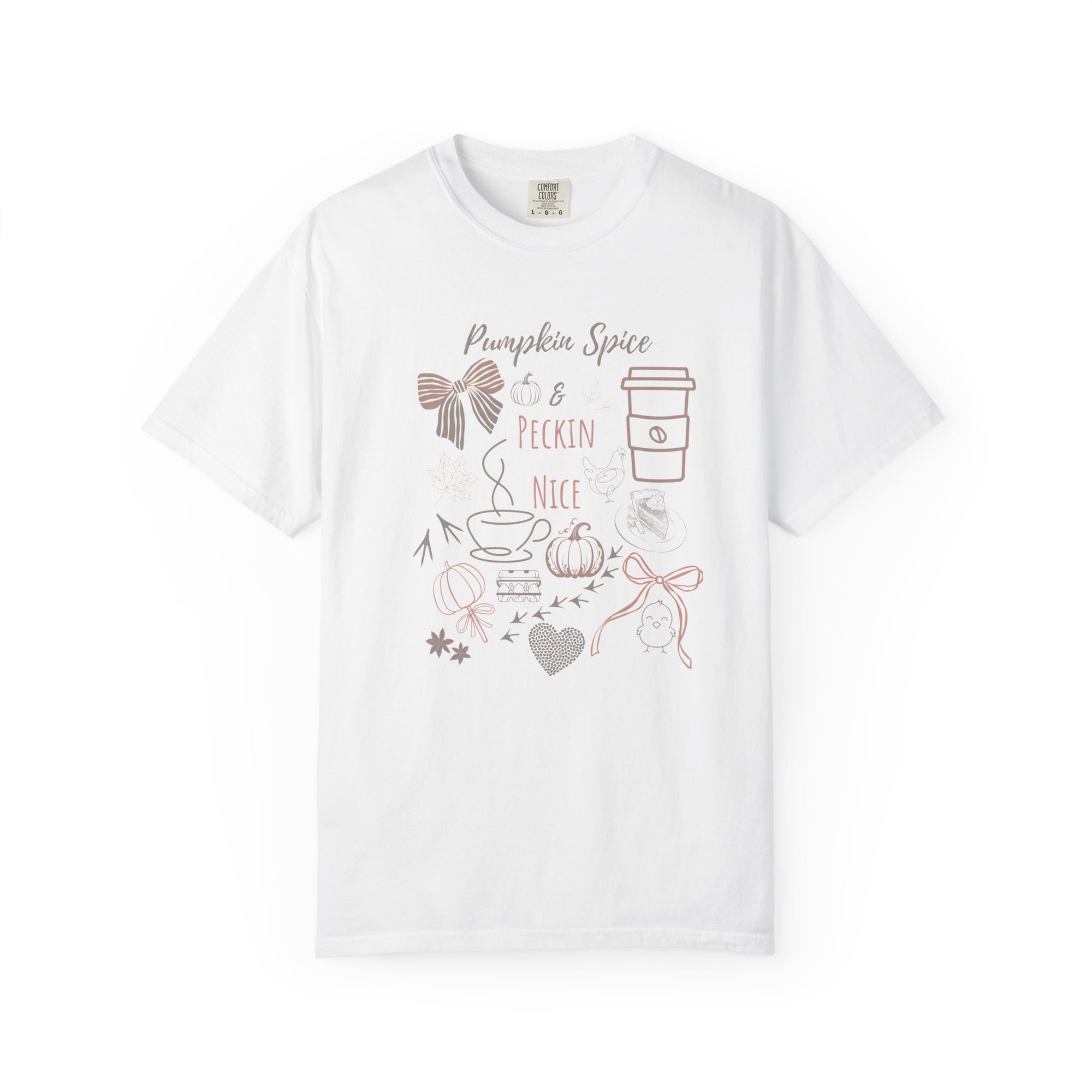 Pumpkin Spice & Peckin’ Nice Shirt – Funny Fall Chicken Lover Tee – Autumn Coffee Shirt, Farmhouse Country Graphic Tee