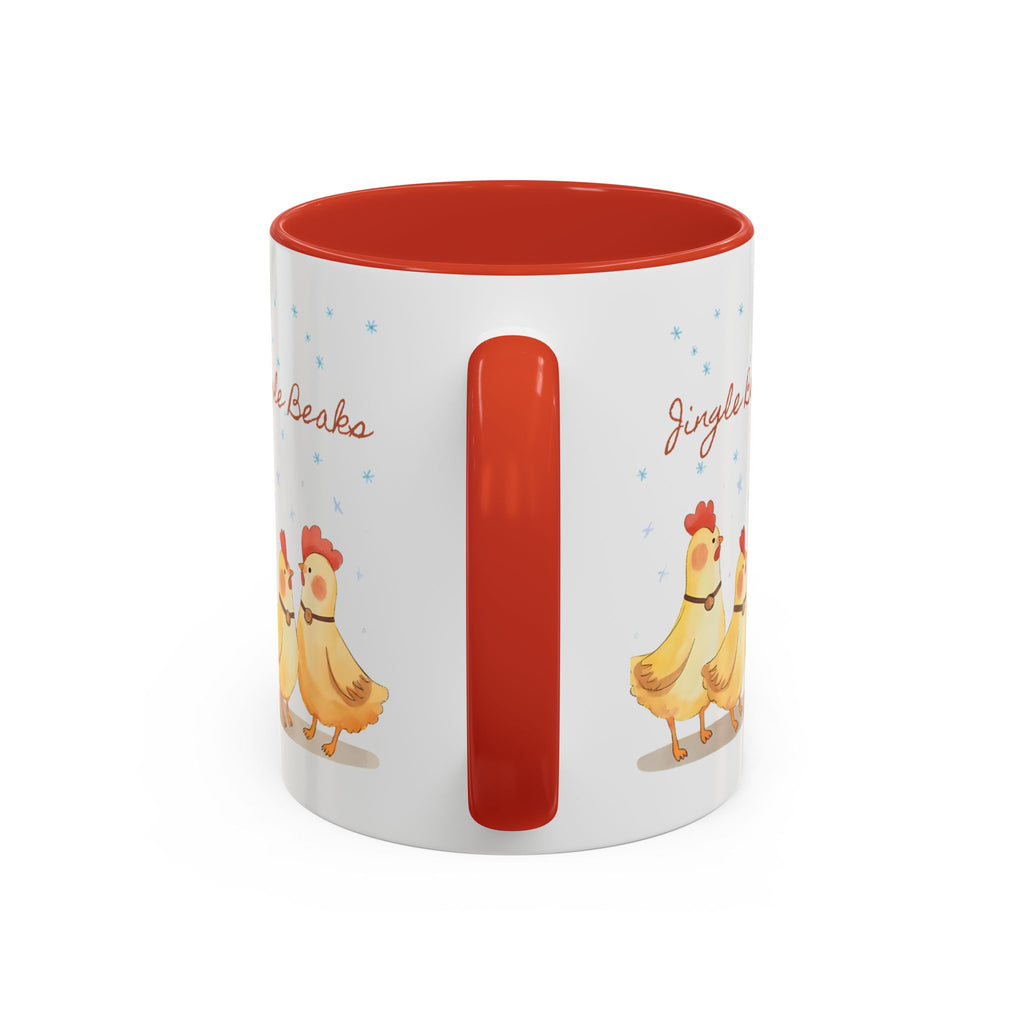 Jingle Beaks Chicken Mug – Funny Holiday Coffee Cup – Farmhouse Christmas Gift for Chicken Lovers  Accent Coffee Mug, Cute Chickens Coffee Cup, Holiday Gift, Fun Kitchen Decor, Farmhouse Style Mug, Unique Present
