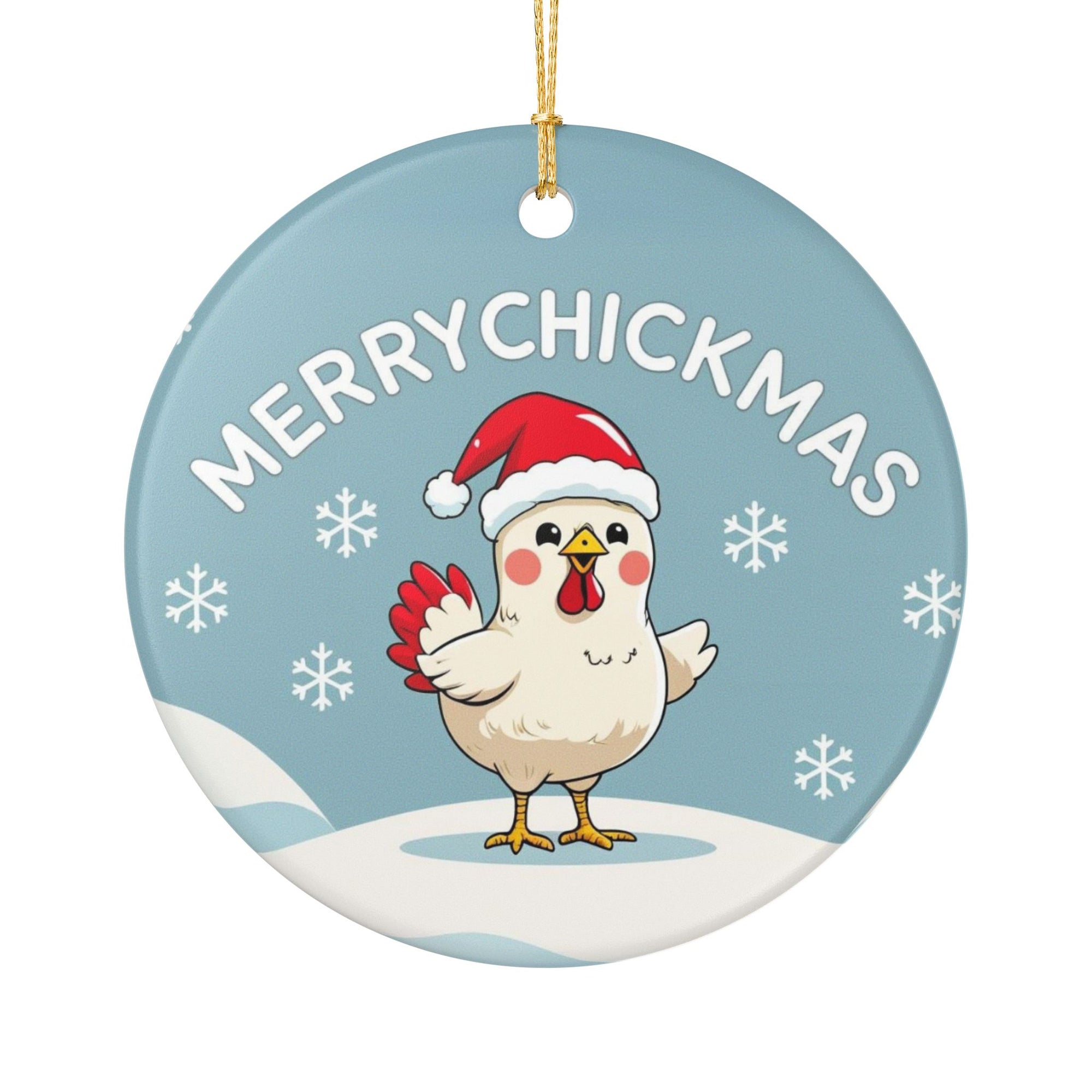 Festive Chicken Ornament, Merry Chickmas Decor, Holiday Tree Decoration, Cute Christmas Gift, Farmhouse Holiday Decor, Ceramic Ornament