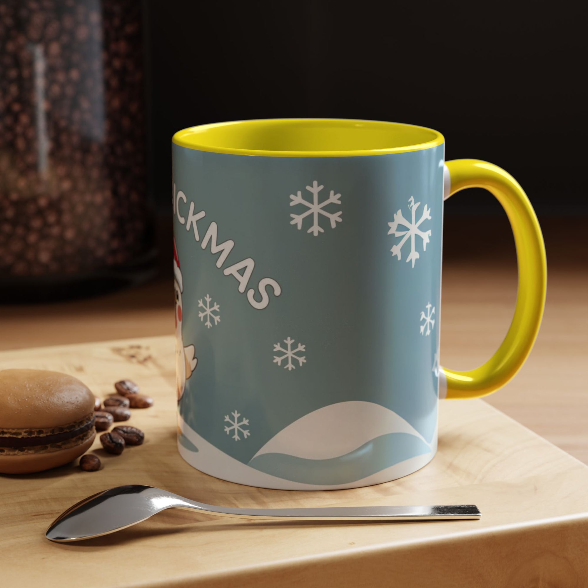 Merry Chickmas Christmas Chicken Accent Coffee Mug - Cute Holiday Gift, Festive Drinkware, Winter Celebration, Merry Chickmas, Funny Holiday Gift for Chicken Moms