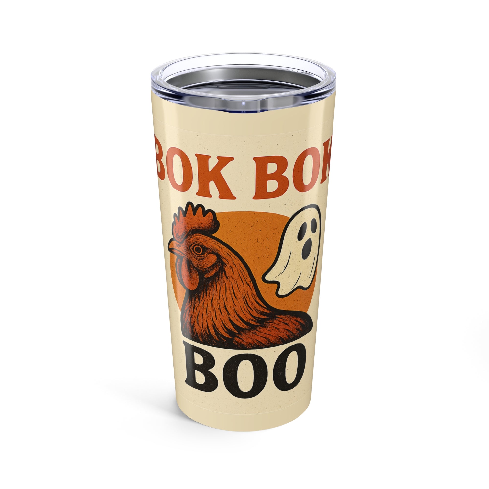 Funny Halloween Tumbler 20oz – Bok Bok Boo Chicken Cup for Fall, Spooky Gift for Her, Farmhouse Coffee Mug, Ghost Poultry Drinkware