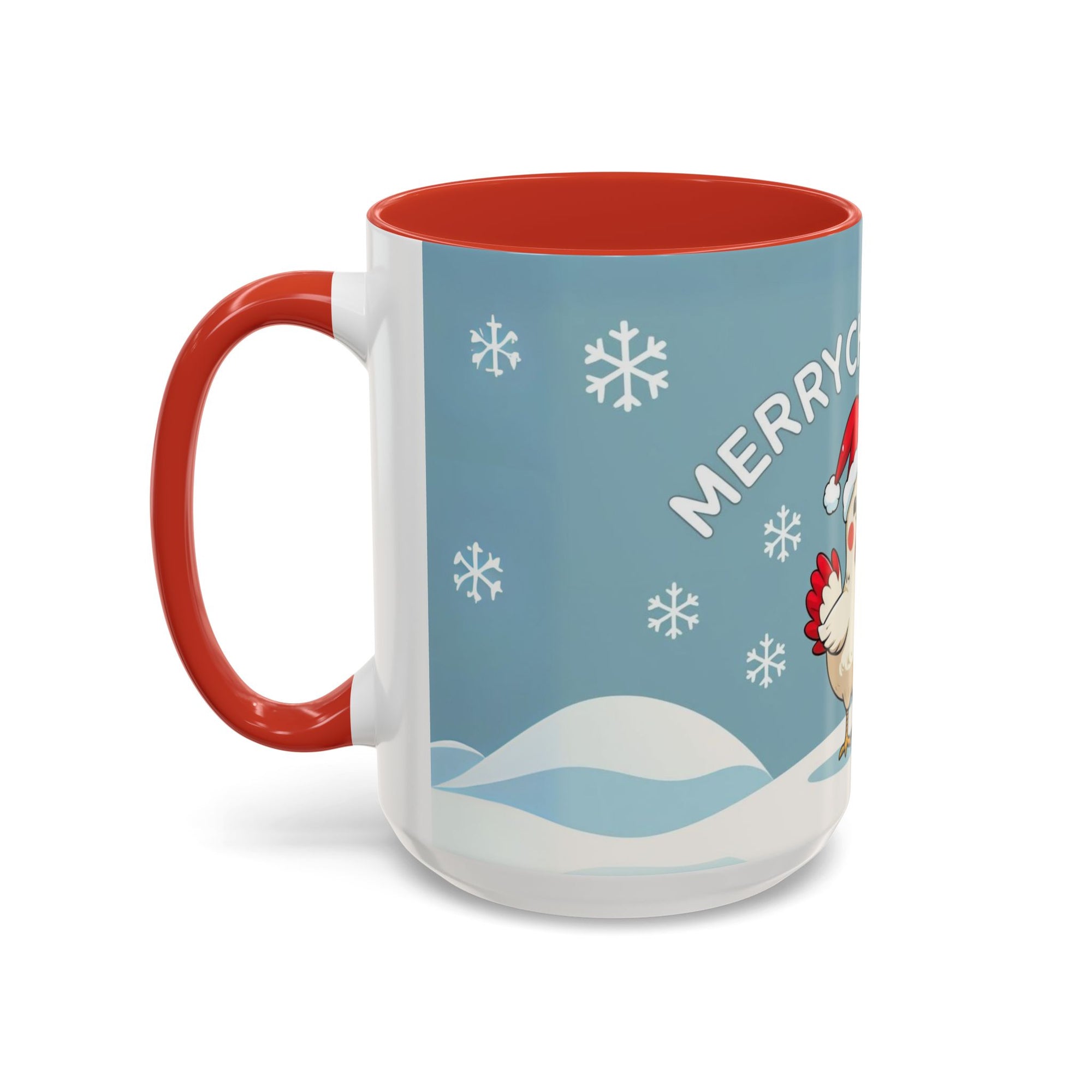 Merry Chickmas Christmas Chicken Accent Coffee Mug - Cute Holiday Gift, Festive Drinkware, Winter Celebration, Merry Chickmas, Funny Holiday Gift for Chicken Moms