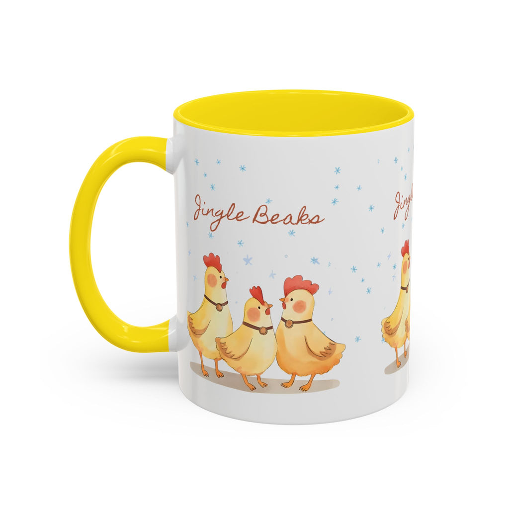 Jingle Beaks Chicken Mug – Funny Holiday Coffee Cup – Farmhouse Christmas Gift for Chicken Lovers  Accent Coffee Mug, Cute Chickens Coffee Cup, Holiday Gift, Fun Kitchen Decor, Farmhouse Style Mug, Unique Present