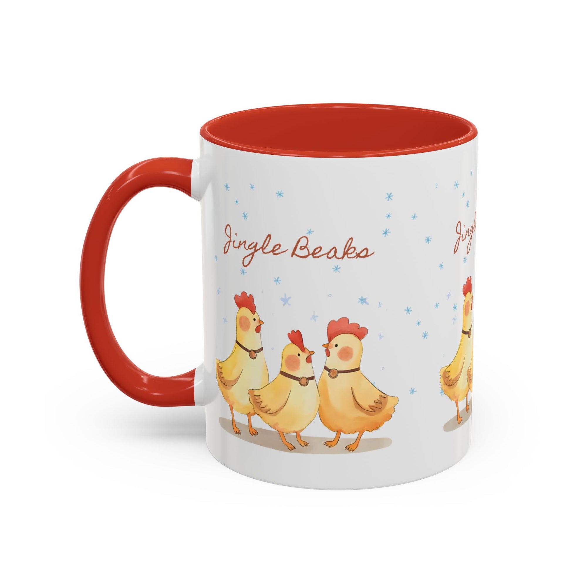 Jingle Beaks Chicken Mug – Funny Holiday Coffee Cup – Farmhouse Christmas Gift for Chicken Lovers  Accent Coffee Mug, Cute Chickens Coffee Cup, Holiday Gift, Fun Kitchen Decor, Farmhouse Style Mug, Unique Present