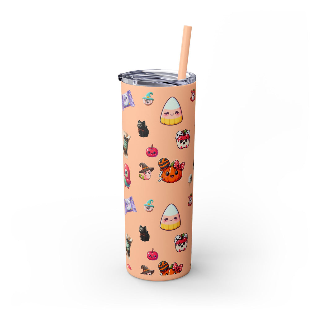 Playful Halloween Skinny Tumbler with Straw, 20oz | Cute Fall Drinkware, Halloween Mug, Party Favor, Gift for Her, Seasonal Decor