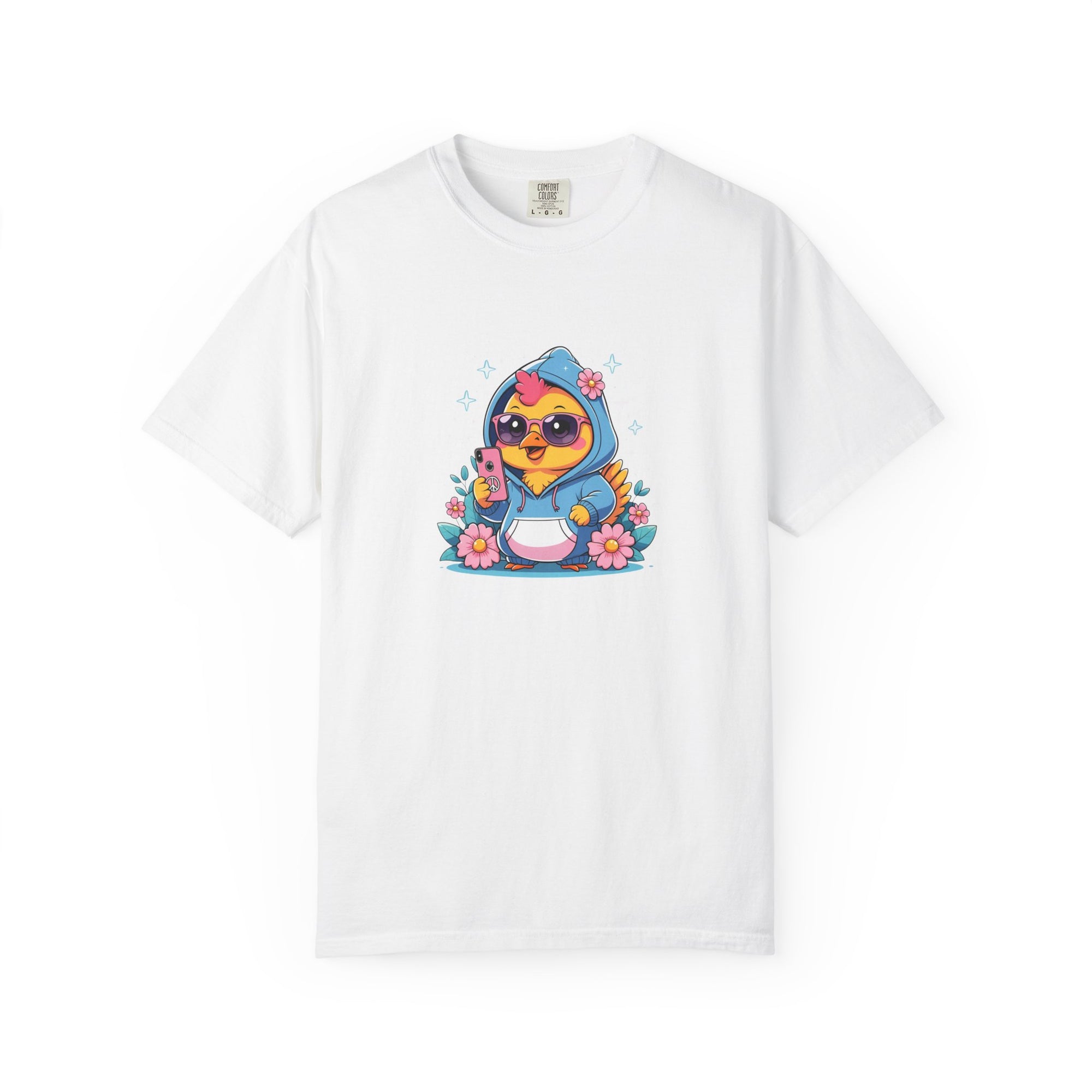 Cute Teen Chick Graphic Tee, Unisex Shirt, Fun T-Shirt, Gift for Animal Lovers, Floral Design Top