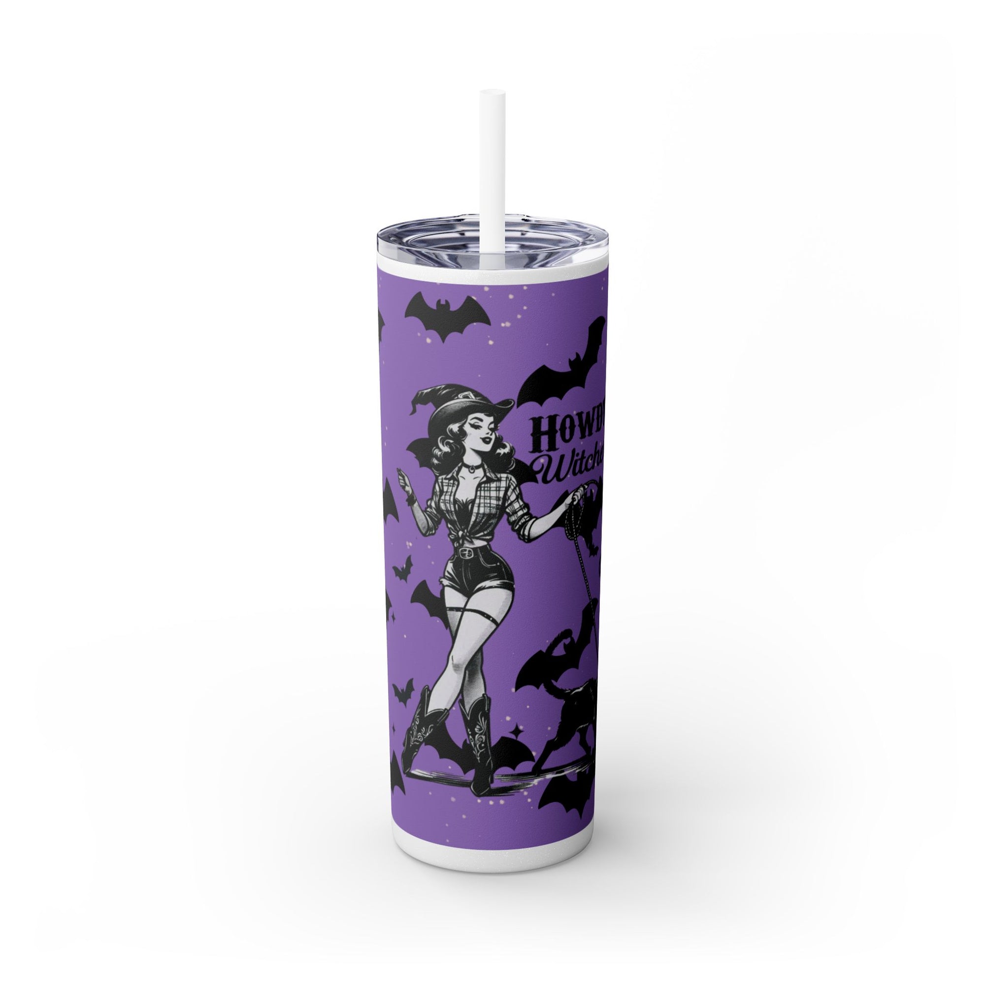Halloween-Themed Skinny Tumbler with Straw, 20oz | Perfect for Spooky Parties, Trick or Treating, Gifting, or Everyday Use