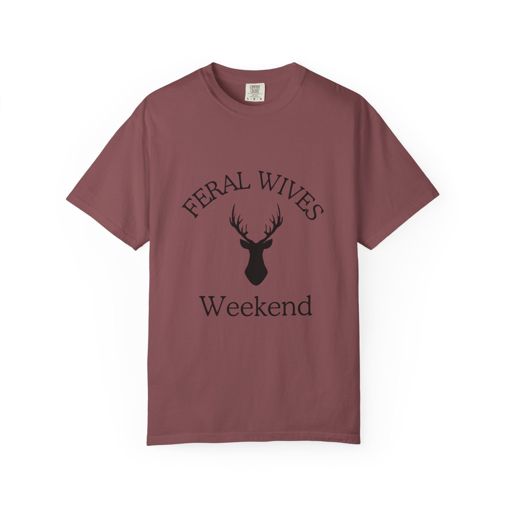 Deer Head Feral Wives Weekend T-Shirt, Unisex Garment-Dyed Tee, Perfect for Bachelorette Parties, Gifts for Her, Casual Wear, Nature Lovers