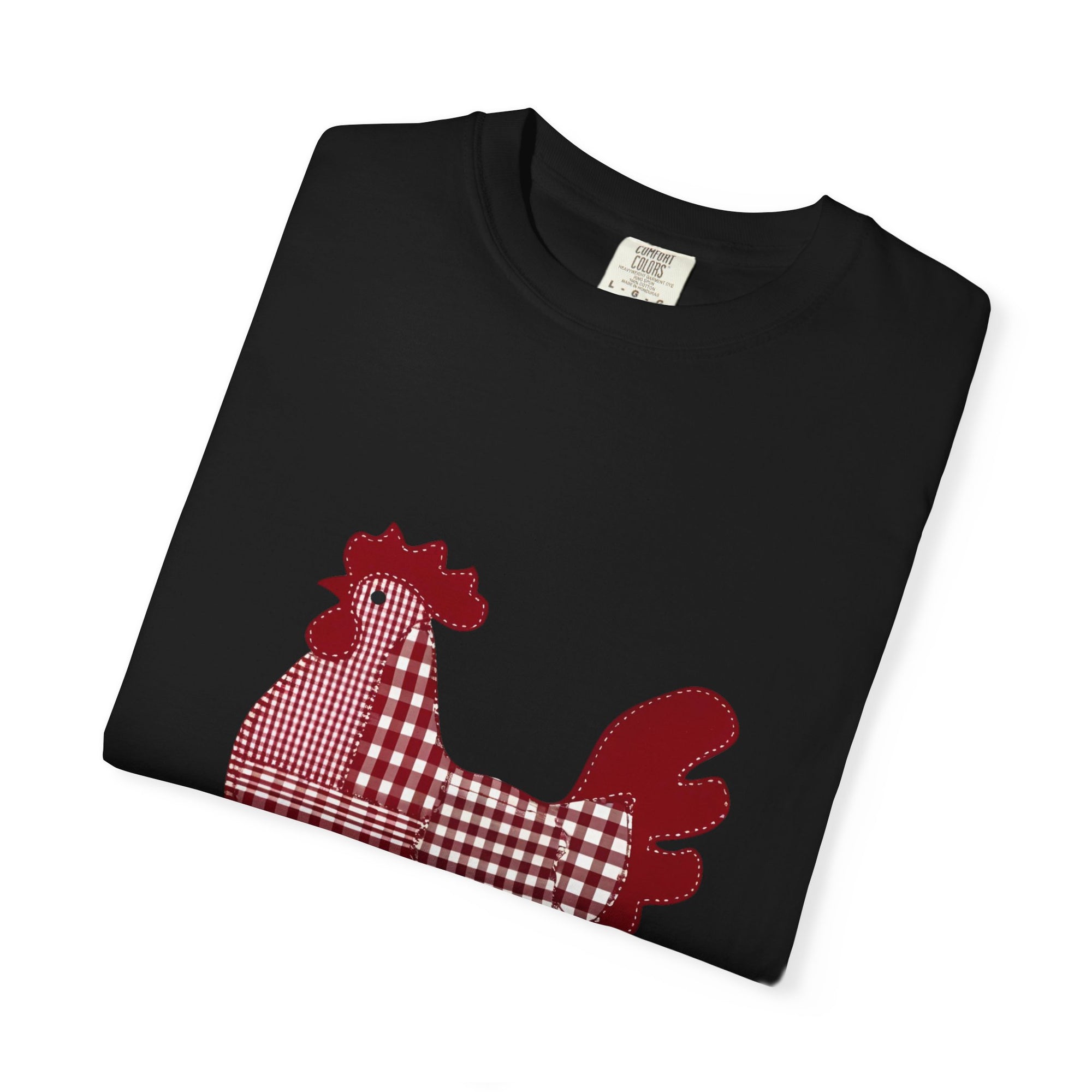 Red and White Gingham Farmhouse Style Chicken Graphic T-Shirt, Rustic Farm Tee, Unisex Casual Wear, Gift for Chicken Lovers, Outdoor Enthusiast T-shirt