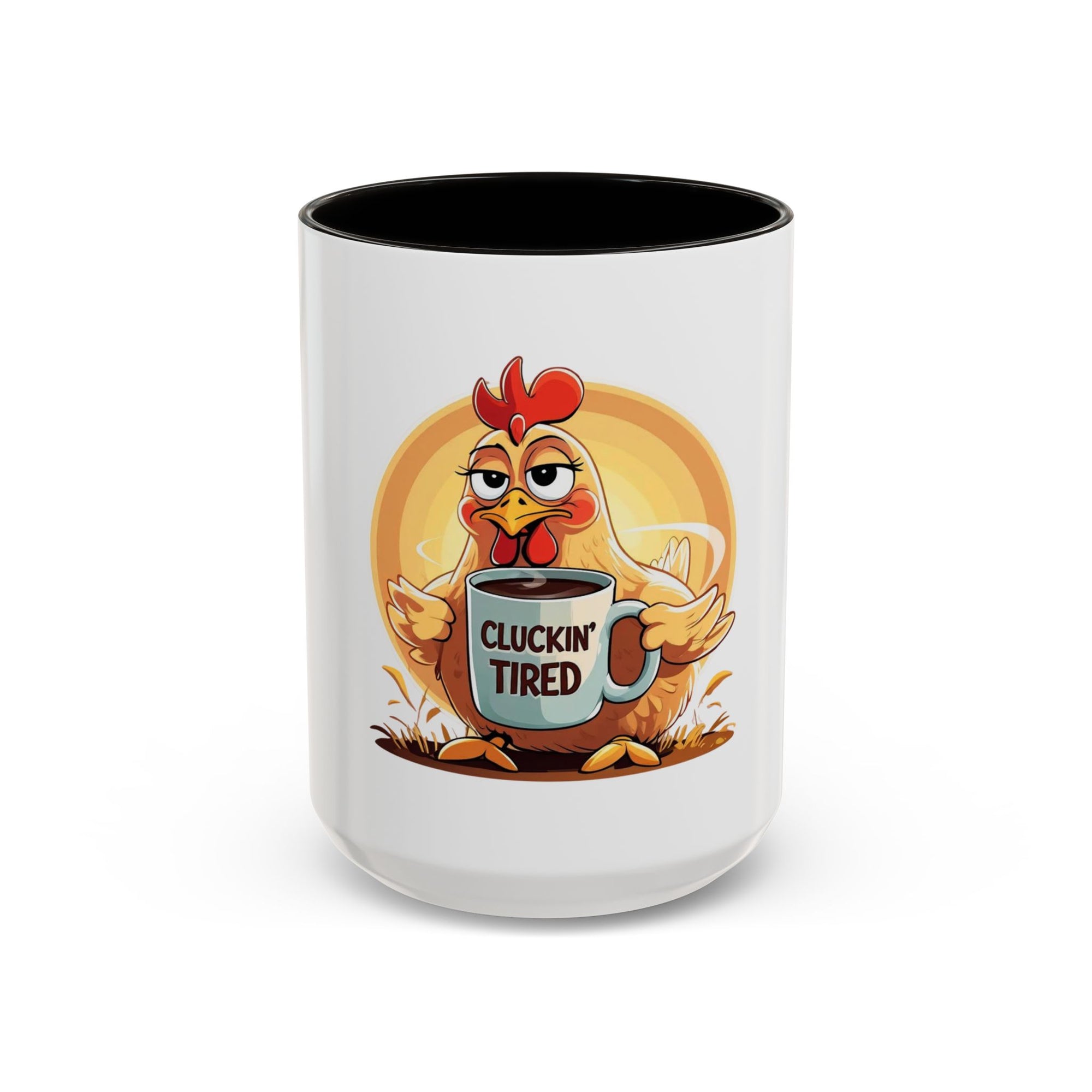 Cluckin’ Tired – 20oz Stainless Steel Tumbler Funny Chicken Mug, Clucking Tired Coffee Cup, Gift for Chicken Lovers, Colorful Ceramic Mug, Morning Coffee Cup