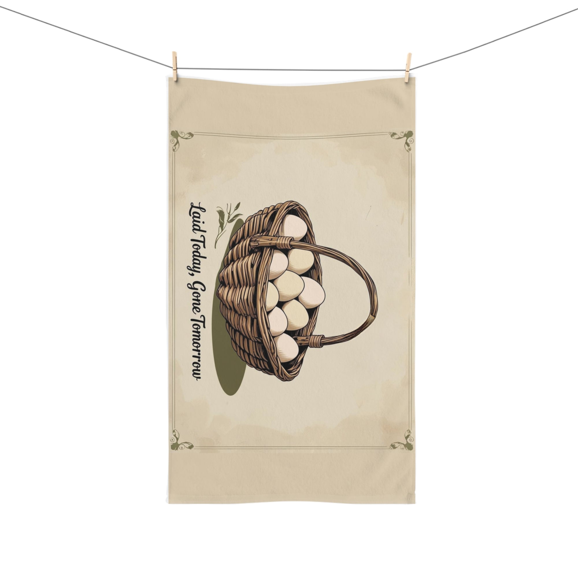 Laid Today Gone Tomorrow Egg Basket Liner Cloth Charming Farmhouse Hand Towel | Laid Today, Gone Tomorrow | Rustic Kitchen Decor, Country Living Gift, Easter Decor, Farmhouse Style