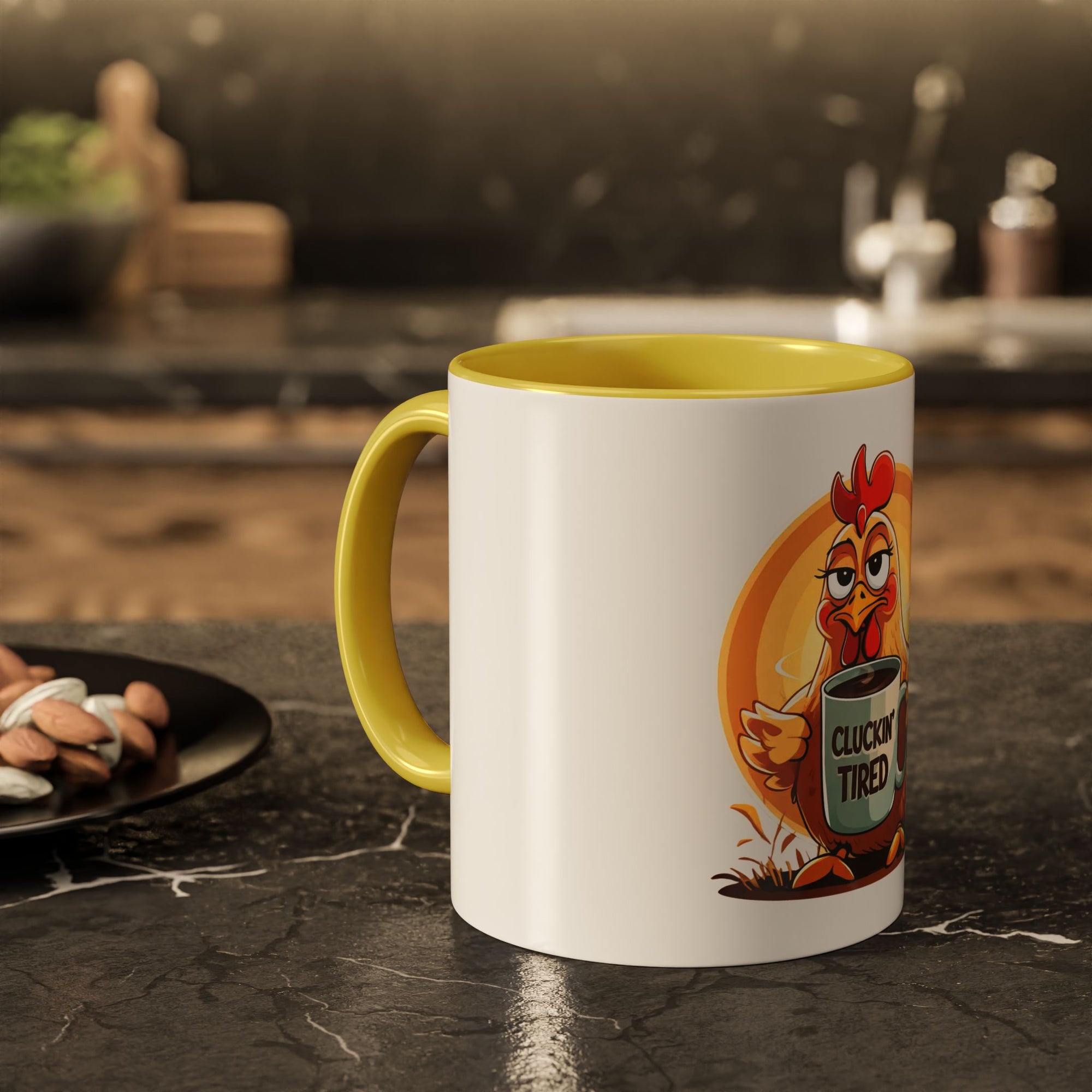 Cluckin’ Tired – 20oz Stainless Steel Tumbler Funny Chicken Mug, Clucking Tired Coffee Cup, Gift for Chicken Lovers, Colorful Ceramic Mug, Morning Coffee Cup