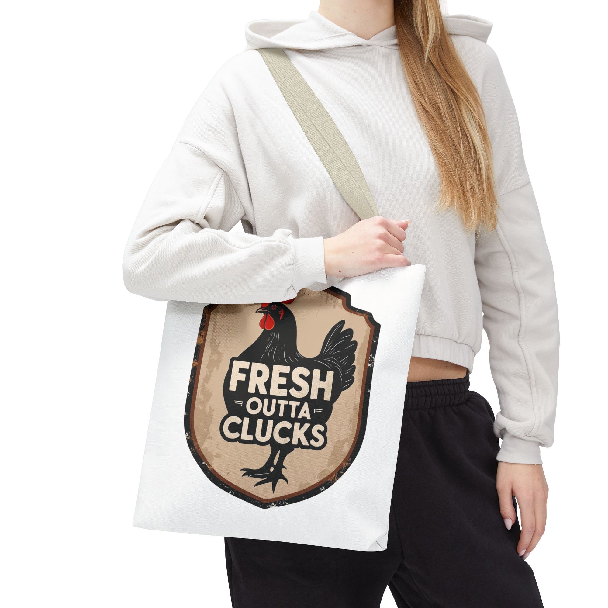 Fresh Outta Clucks Chicken Tote Bag – Funny Farmhouse Market Bag – Gift for Chicken Moms