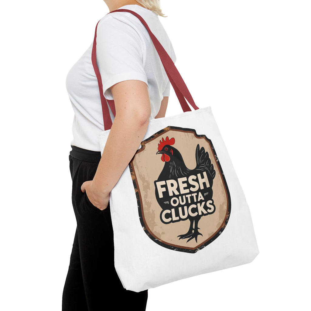 Fresh Outta Clucks Chicken Tote Bag – Funny Farmhouse Market Bag – Gift for Chicken Moms