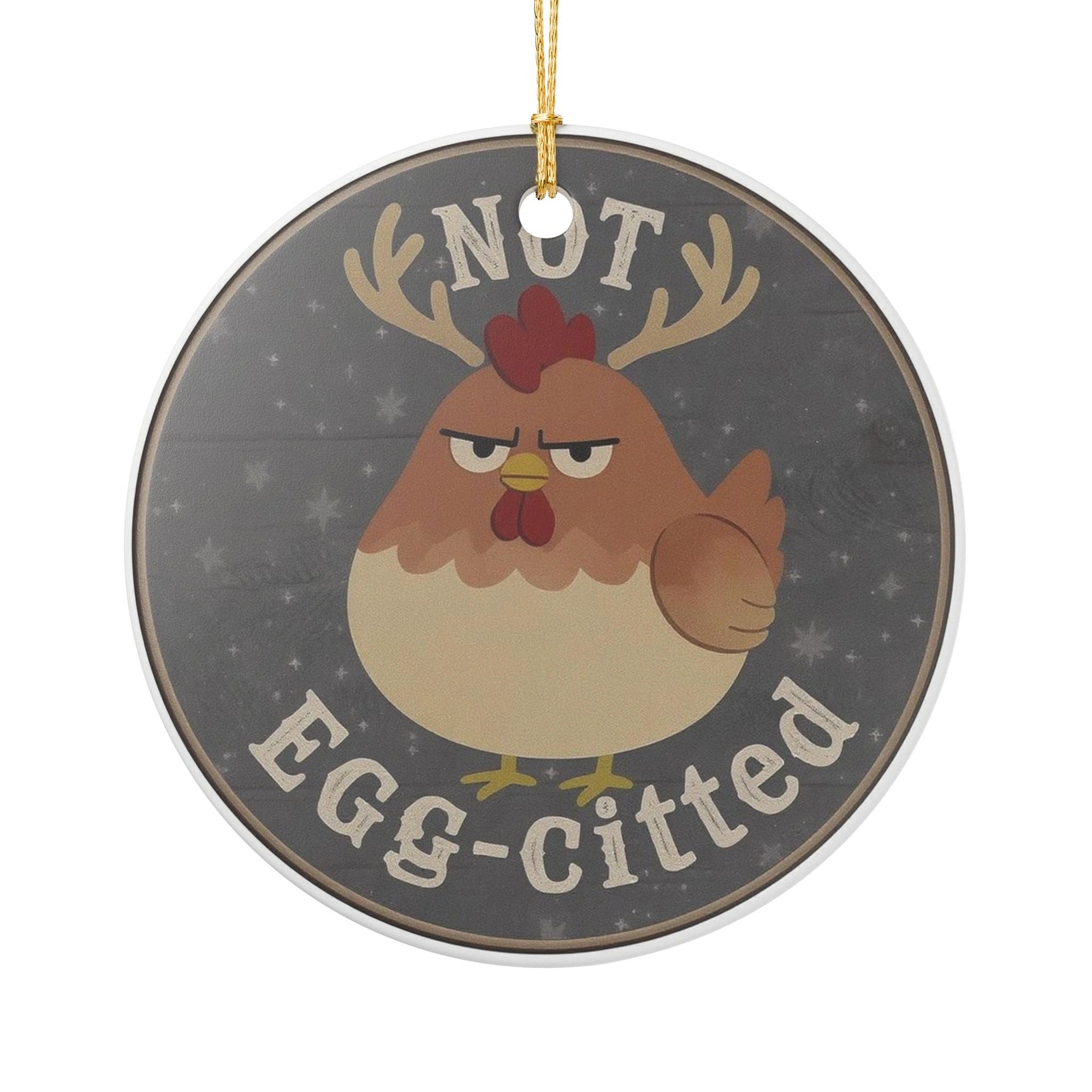 Funny Chicken Ceramic Ornament, Holiday Decoration, Gift for Farmers, Egg-cited Ornament, Farmhouse Decor, Quirky Christmas Ornament