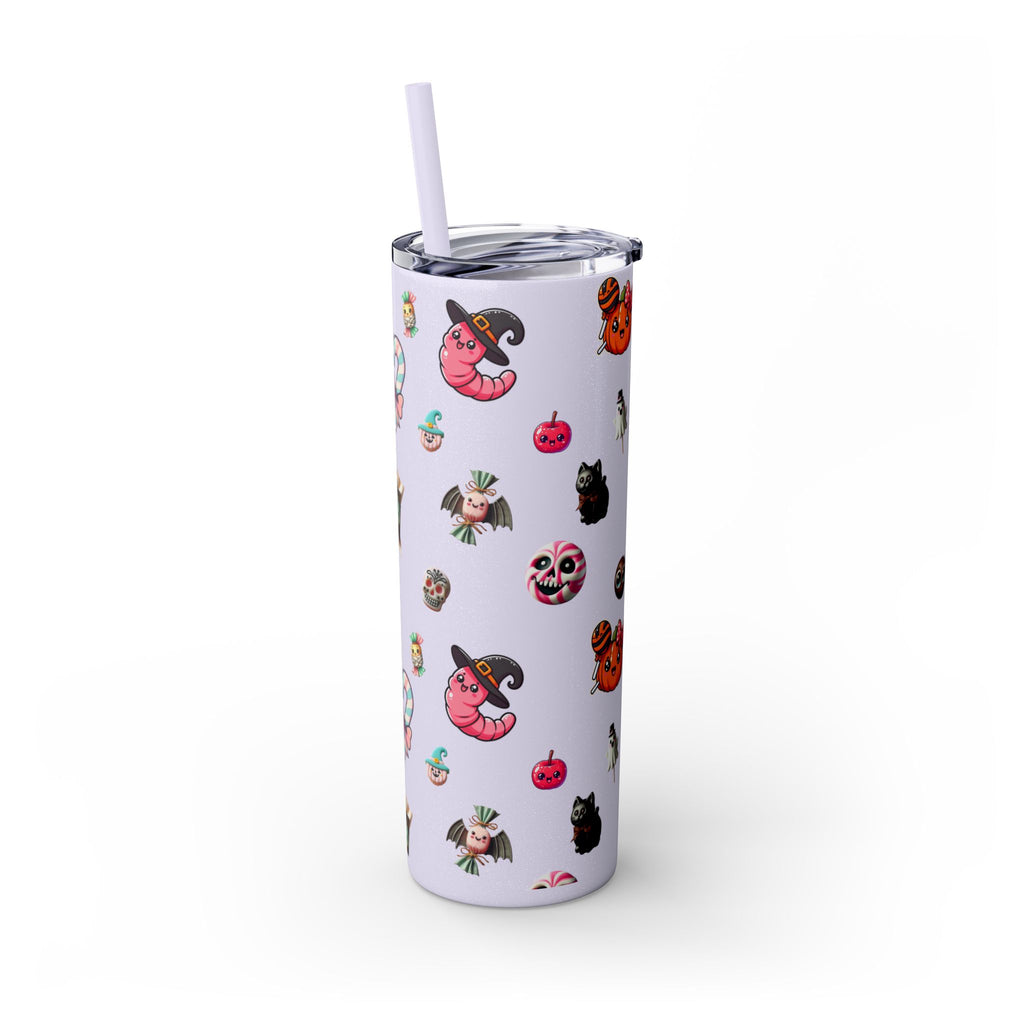 Playful Halloween Skinny Tumbler with Straw, 20oz | Cute Fall Drinkware, Halloween Mug, Party Favor, Gift for Her, Seasonal Decor
