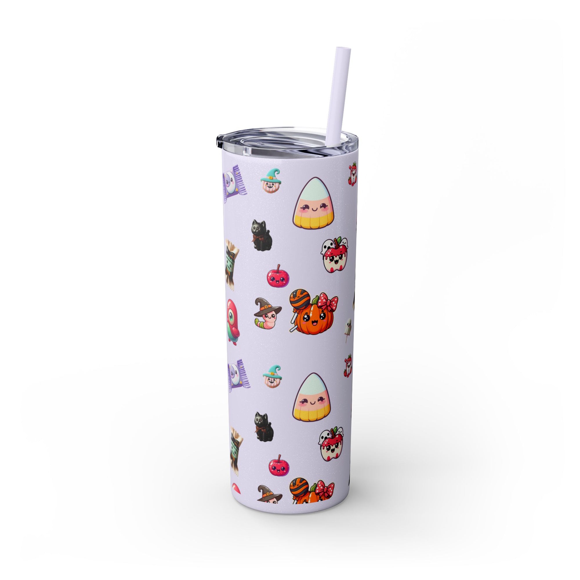 Playful Halloween Skinny Tumbler with Straw, 20oz | Cute Fall Drinkware, Halloween Mug, Party Favor, Gift for Her, Seasonal Decor