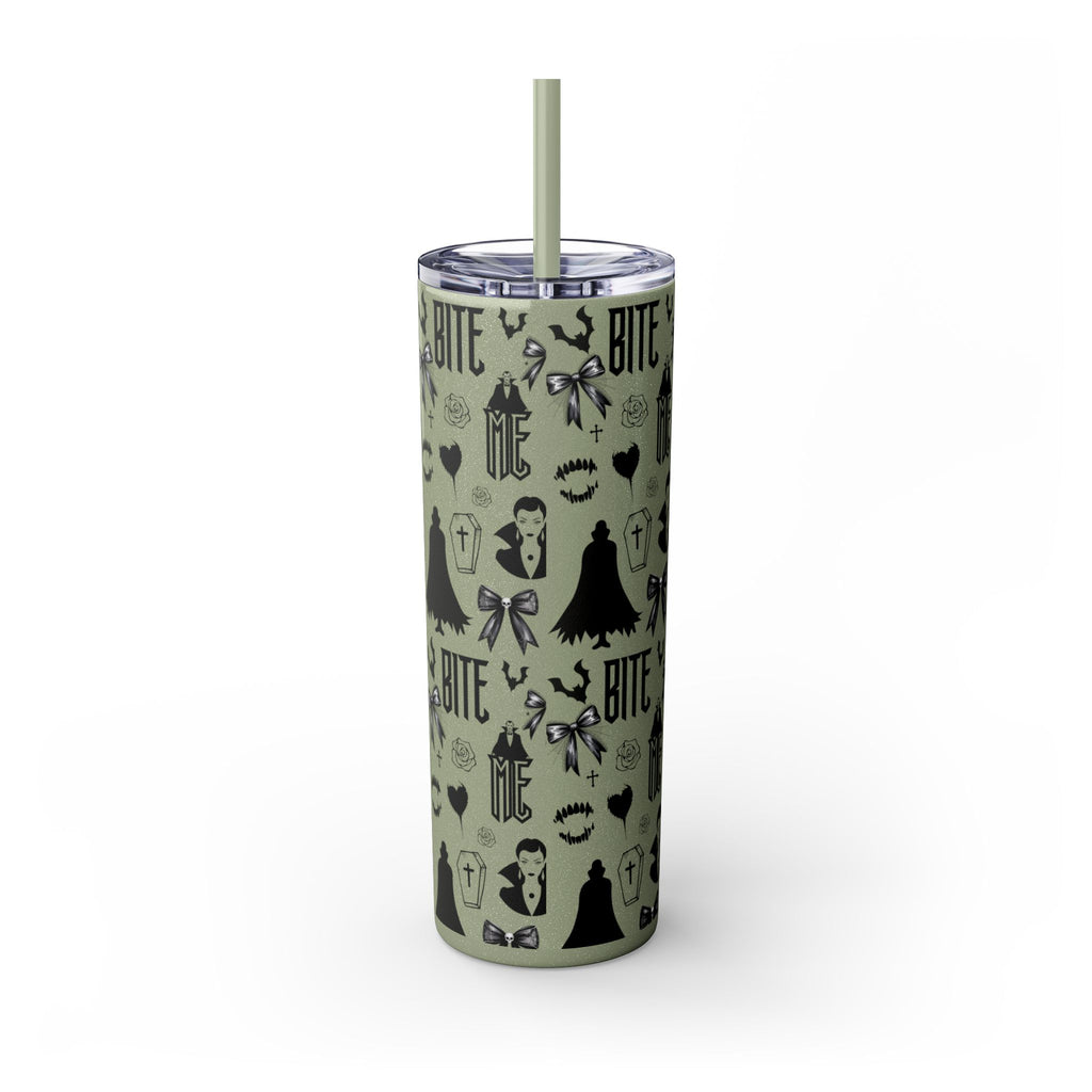 Gothic Skinny Tumbler, Perfect for Halloween, Unique Gift for Spooky Season, Cute Vampire Design, Ideal for Parties, Drinkware