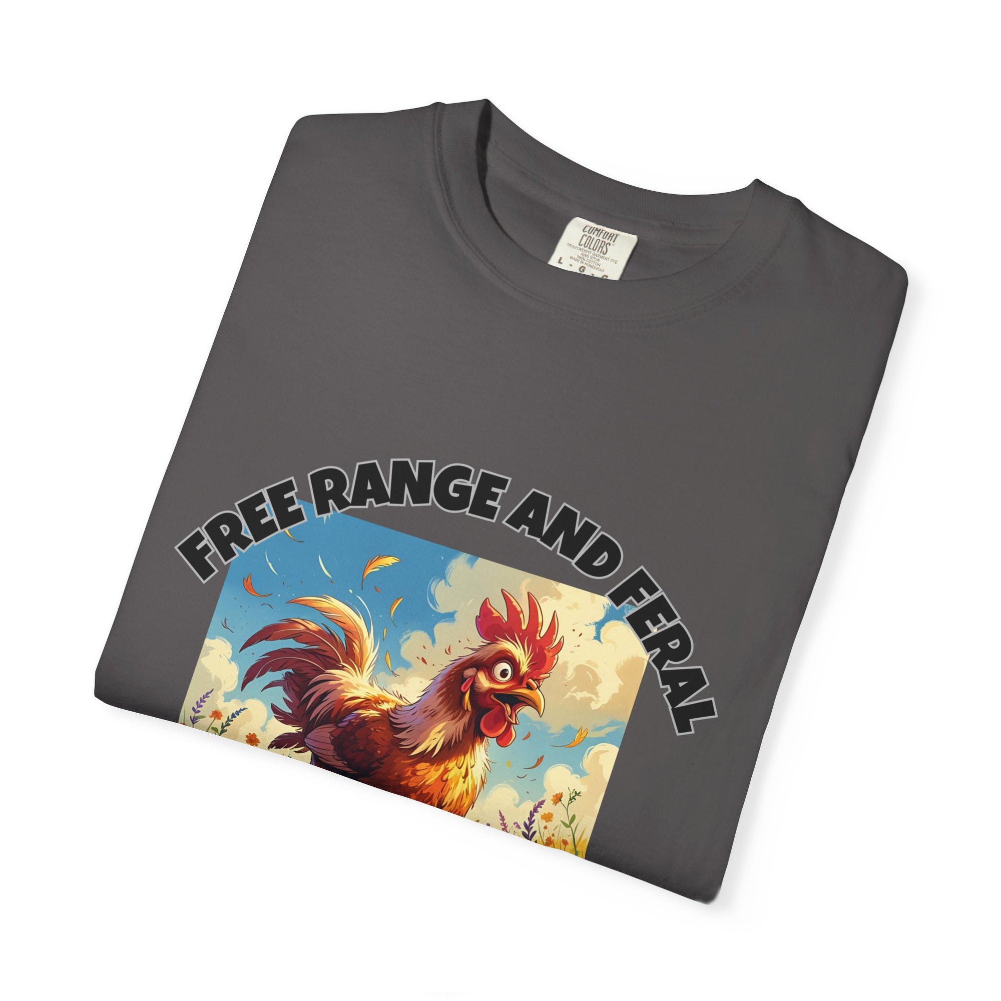 Free Range and Ferel Funny Rooster T-Shirt, Farm Life Tee, Animal Lover Gift, Casual Wear, Free Range and Feral Apparel