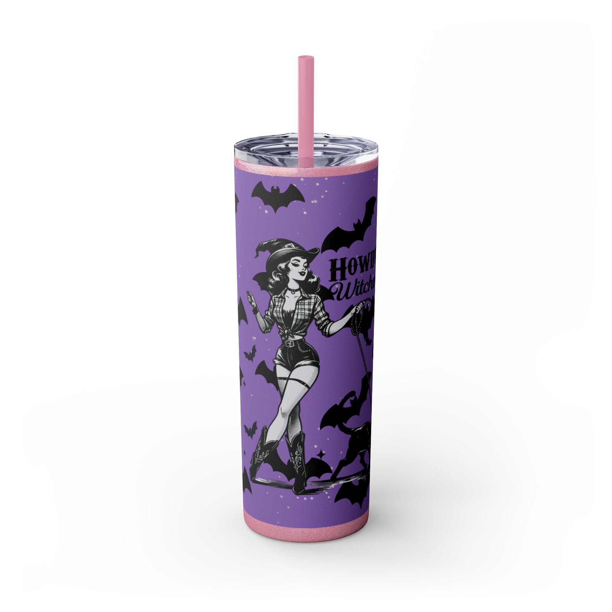 Halloween-Themed Skinny Tumbler with Straw, 20oz | Perfect for Spooky Parties, Trick or Treating, Gifting, or Everyday Use