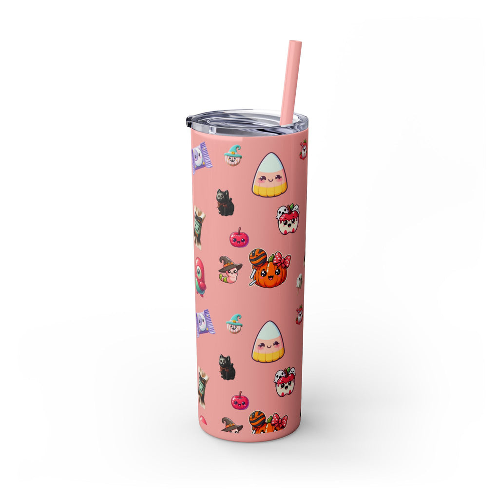 Playful Halloween Skinny Tumbler with Straw, 20oz | Cute Fall Drinkware, Halloween Mug, Party Favor, Gift for Her, Seasonal Decor