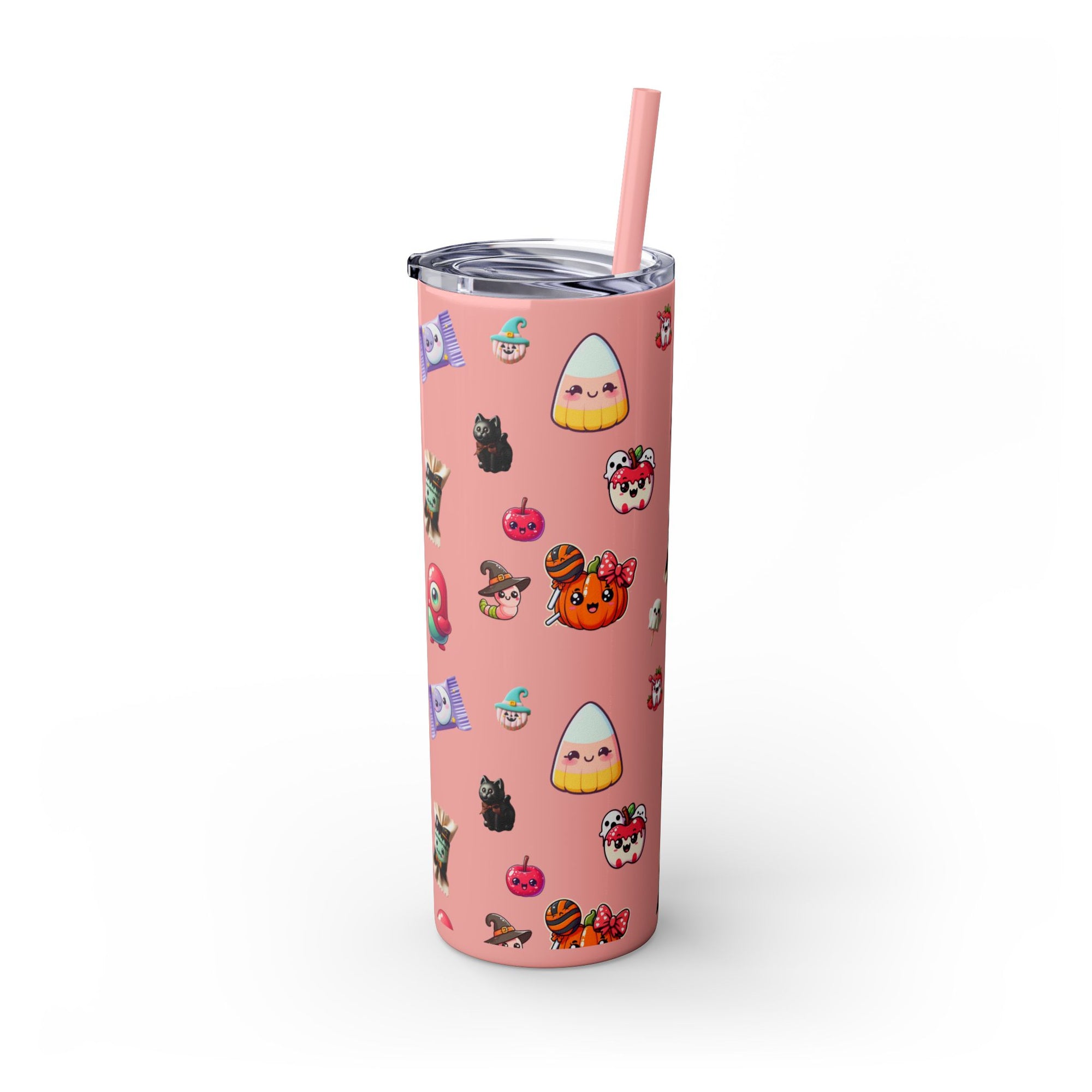 Playful Halloween Skinny Tumbler with Straw, 20oz | Cute Fall Drinkware, Halloween Mug, Party Favor, Gift for Her, Seasonal Decor