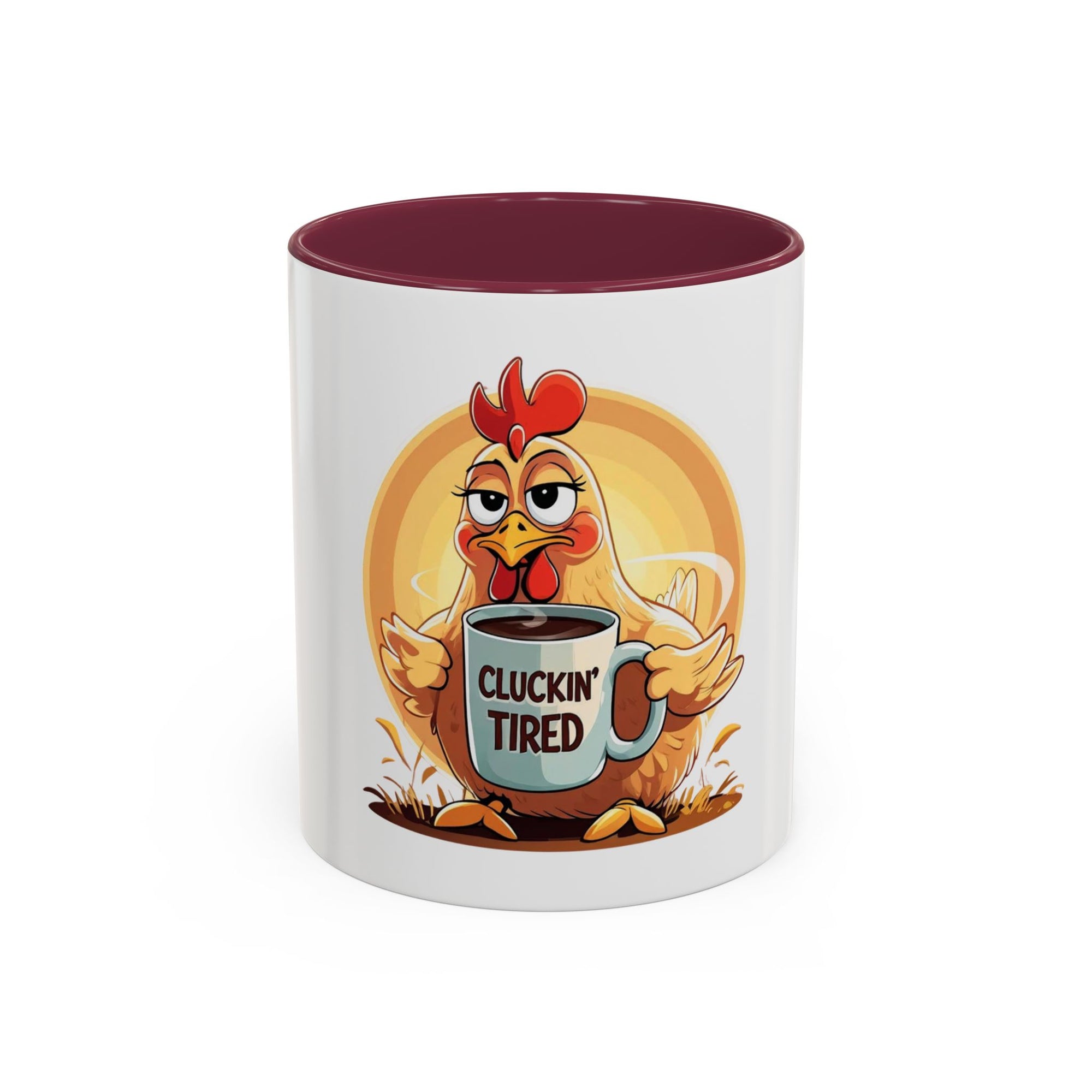 Cluckin’ Tired – 20oz Stainless Steel Tumbler Funny Chicken Mug, Clucking Tired Coffee Cup, Gift for Chicken Lovers, Colorful Ceramic Mug, Morning Coffee Cup