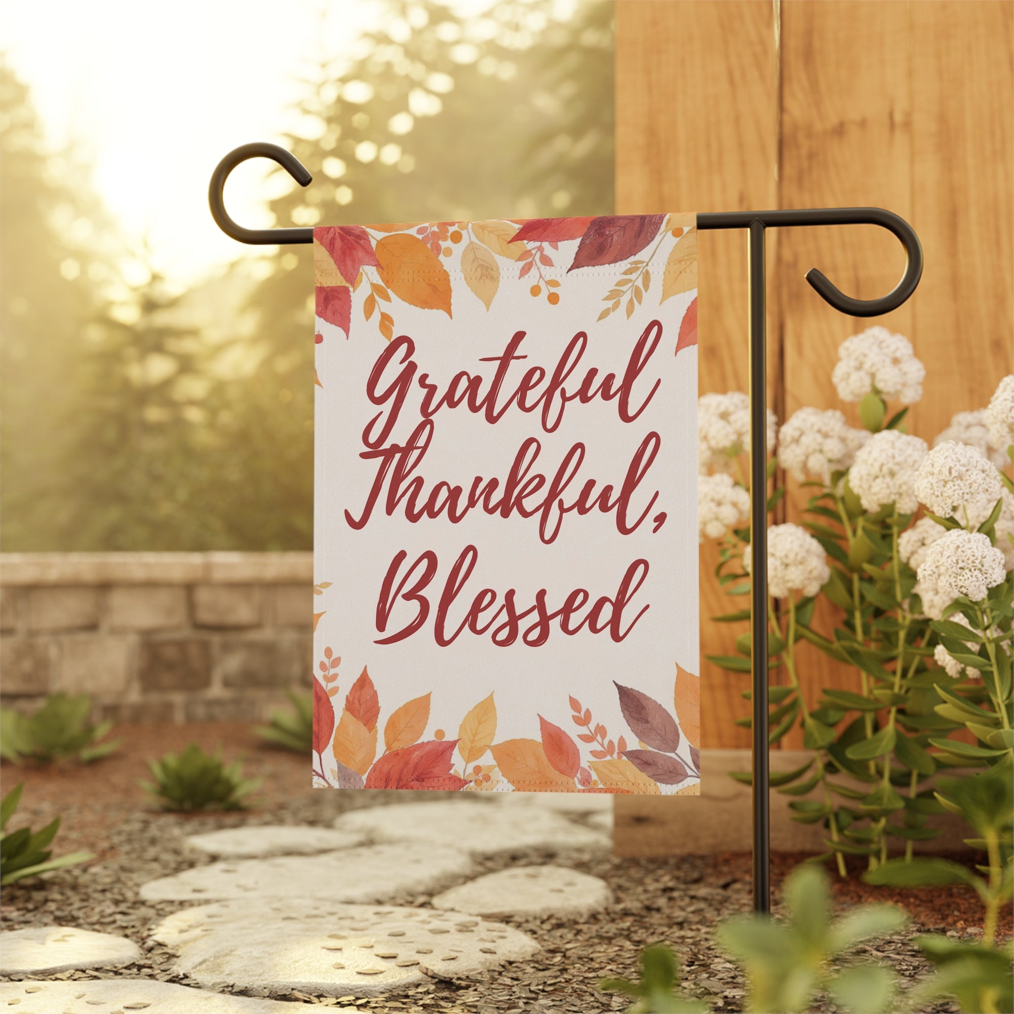 Fall Garden Banner: Grateful, Thankful, Blessed | Autumn Decor, Outdoor Flag, Thanksgiving, Home Decor, Seasonal Greeting