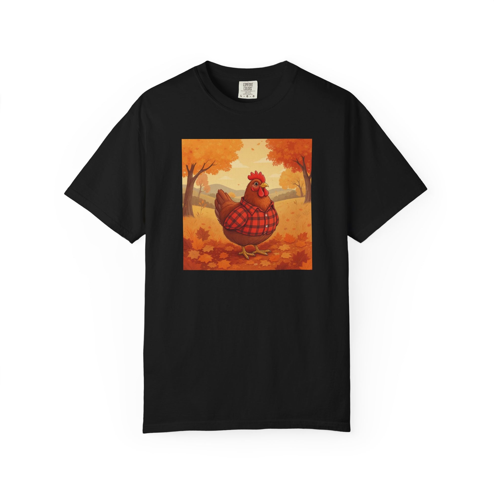 Feathered & Flannel Autumn Chicken T-Shirt, Cozy Fall Tee, Festive Farmhouse Shirt, Thanksgiving Apparel, Unisex Graphic Top