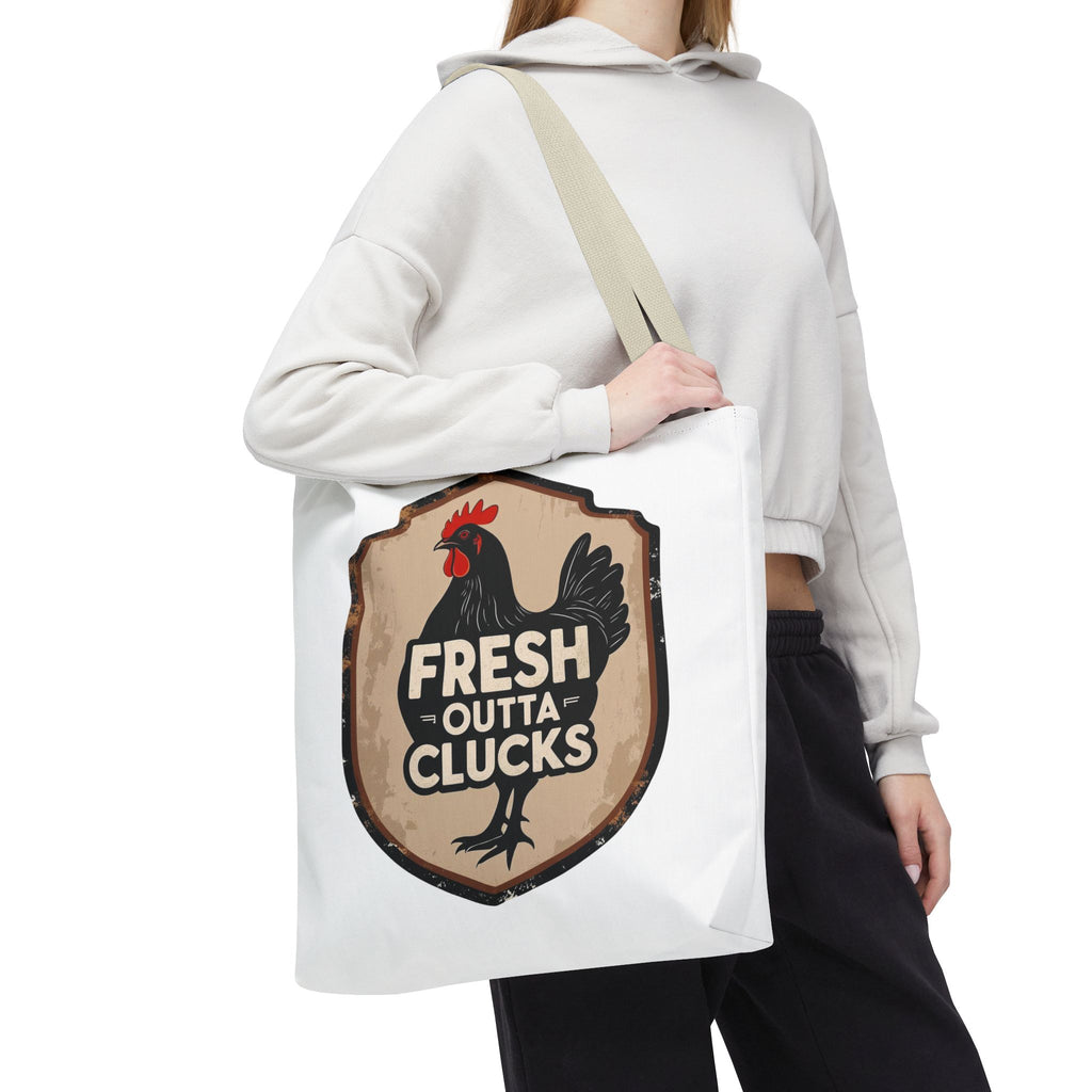 Fresh Outta Clucks Chicken Tote Bag – Funny Farmhouse Market Bag – Gift for Chicken Moms