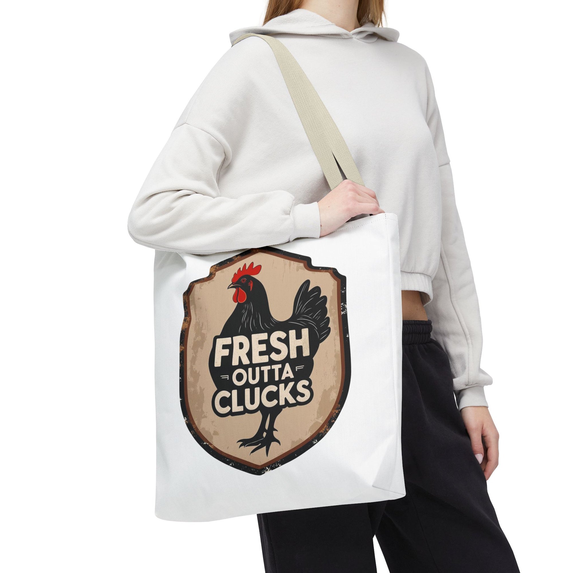 Fresh Outta Clucks Chicken Tote Bag – Funny Farmhouse Market Bag – Gift for Chicken Moms