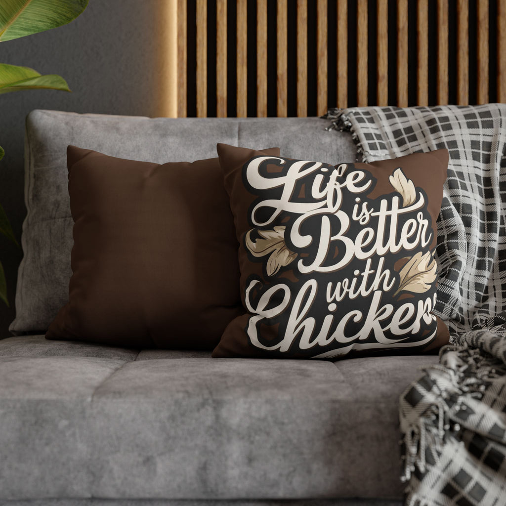 Life is Better with Chickens Pillow Cover – Rustic Farmhouse Chicken Decor – Gift for Chicken Lovers Cozy Chicken Lover Pillowcase - Farmhouse Decor, Gift for Poultry Enthusiasts, Home Accent, Chickens Pillow Cover, Country Style