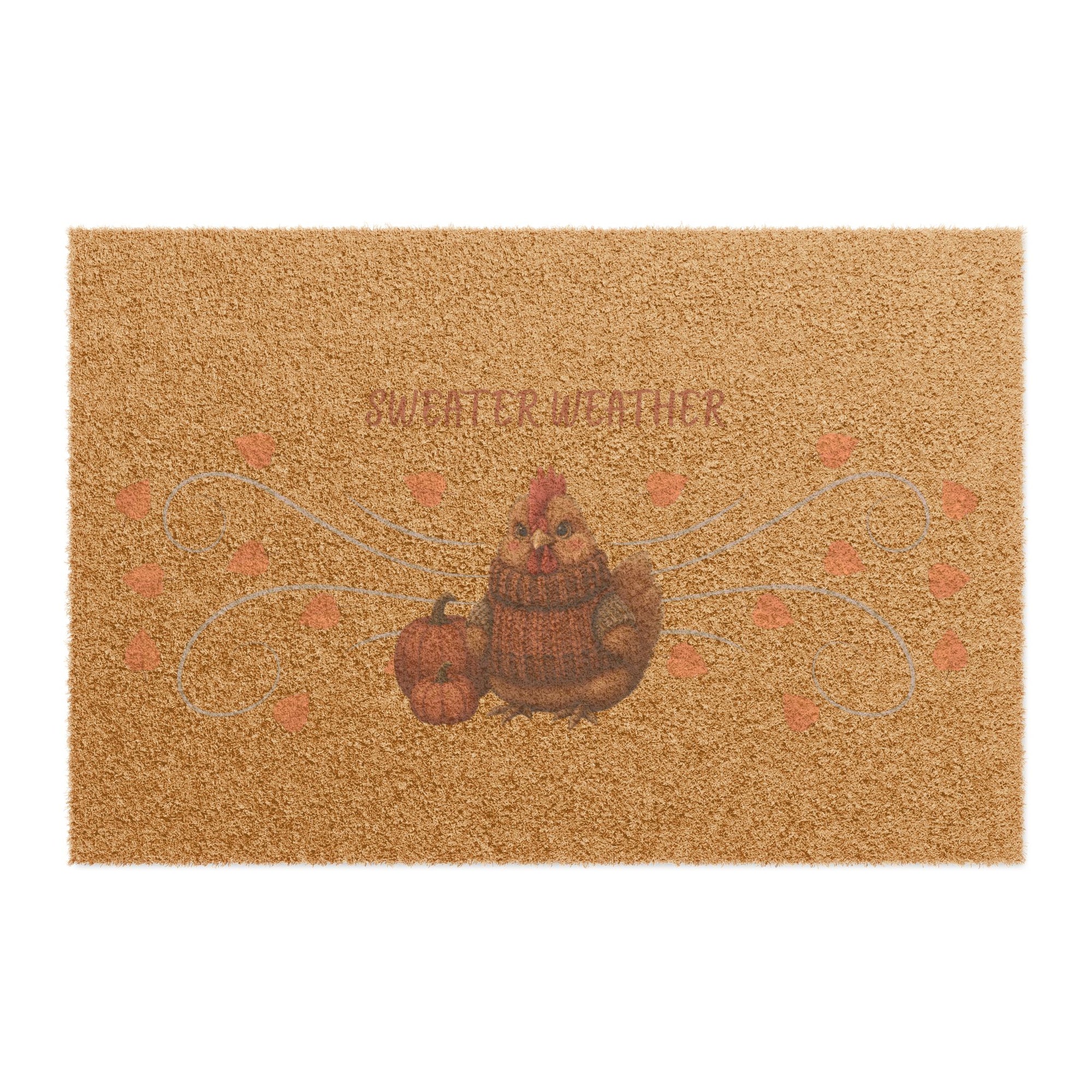 Sweater Weather Fall-Themed Doormat with Pumpkin and Leaves, Autumn Welcome Mat, Seasonal Entryway Decor, Thanksgiving Gift, Rustic Home Accessory