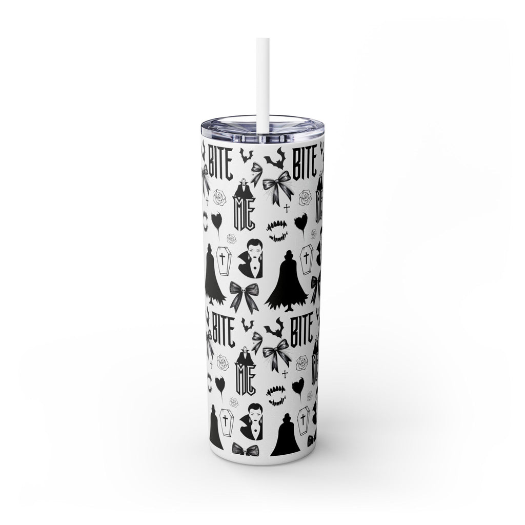 Gothic Skinny Tumbler, Perfect for Halloween, Unique Gift for Spooky Season, Cute Vampire Design, Ideal for Parties, Drinkware