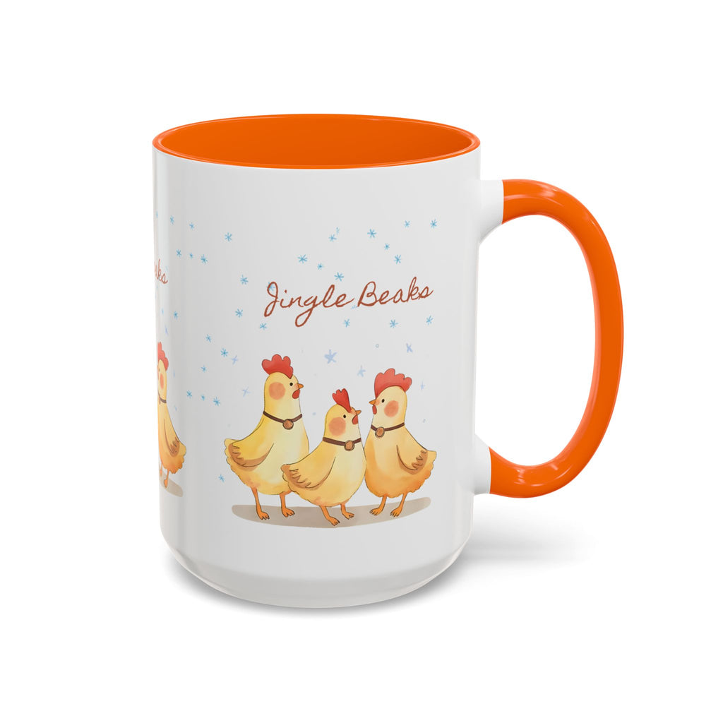 Jingle Beaks Chicken Mug – Funny Holiday Coffee Cup – Farmhouse Christmas Gift for Chicken Lovers  Accent Coffee Mug, Cute Chickens Coffee Cup, Holiday Gift, Fun Kitchen Decor, Farmhouse Style Mug, Unique Present