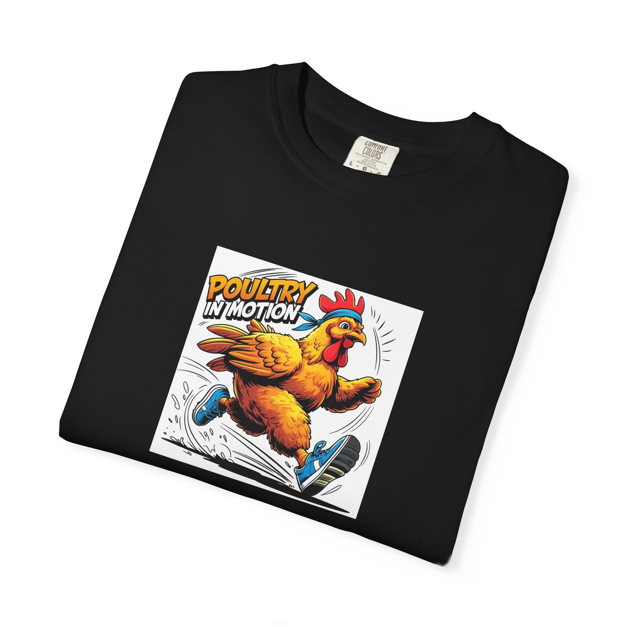 Poultry in Motion Running T-Shirt, Funny Chicken Tee, Gift for Bird Lovers, Casual Unisex Top, Perfect for Birthdays, Anniversaries, or Everyday Wear