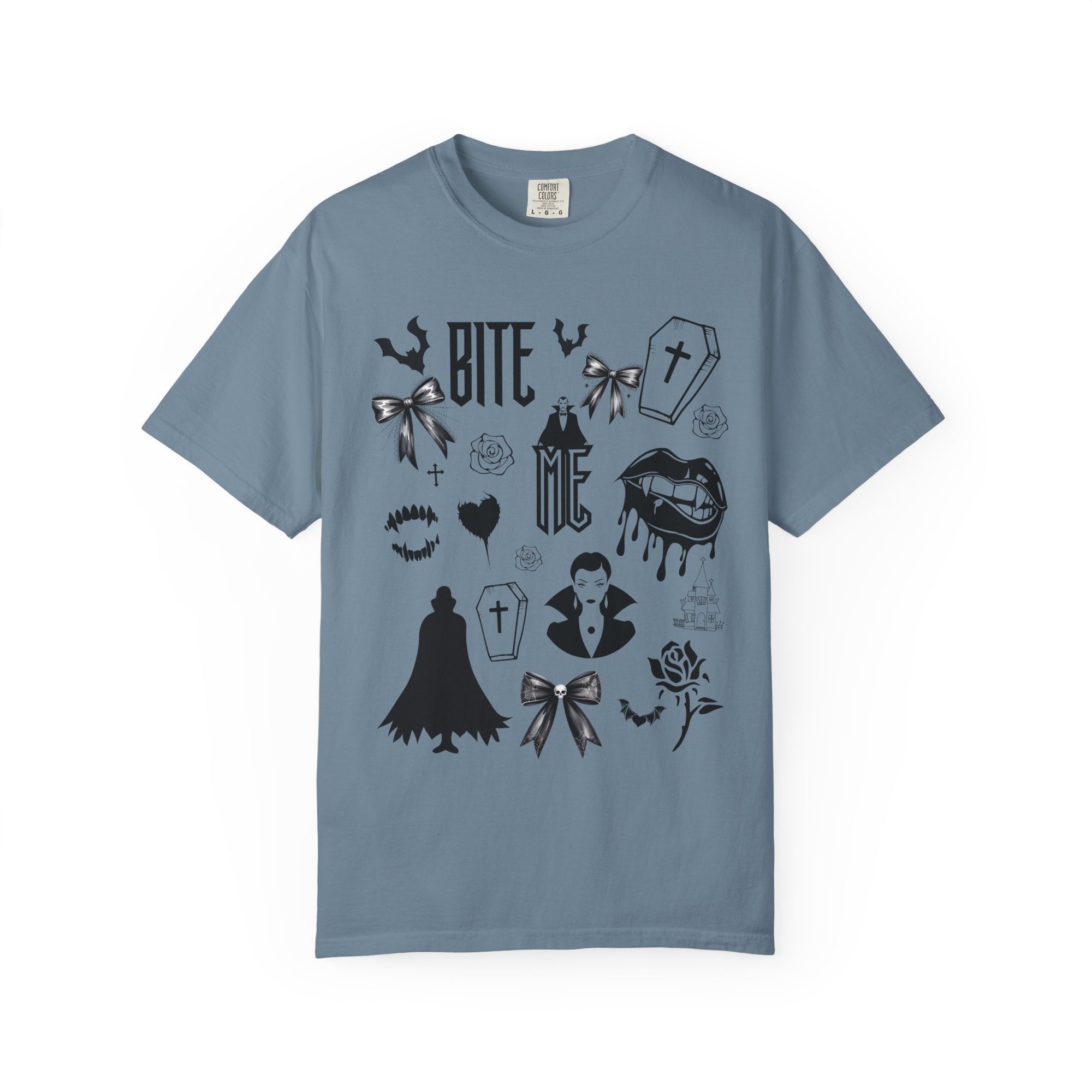 Sink your teeth into spooky season with this bold Bite Me vampire-inspired graphic tee! 🧛‍♂️🦇
