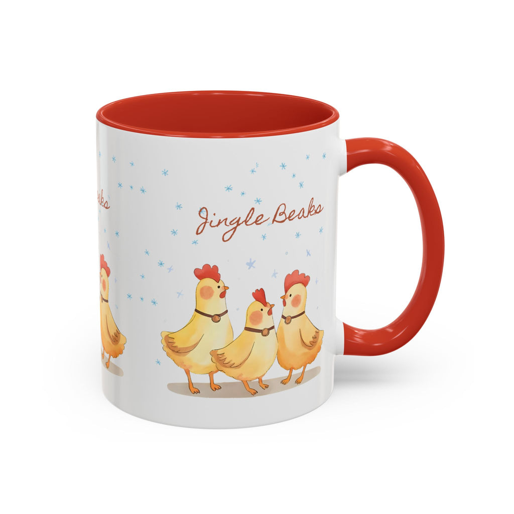 Jingle Beaks Chicken Mug – Funny Holiday Coffee Cup – Farmhouse Christmas Gift for Chicken Lovers  Accent Coffee Mug, Cute Chickens Coffee Cup, Holiday Gift, Fun Kitchen Decor, Farmhouse Style Mug, Unique Present