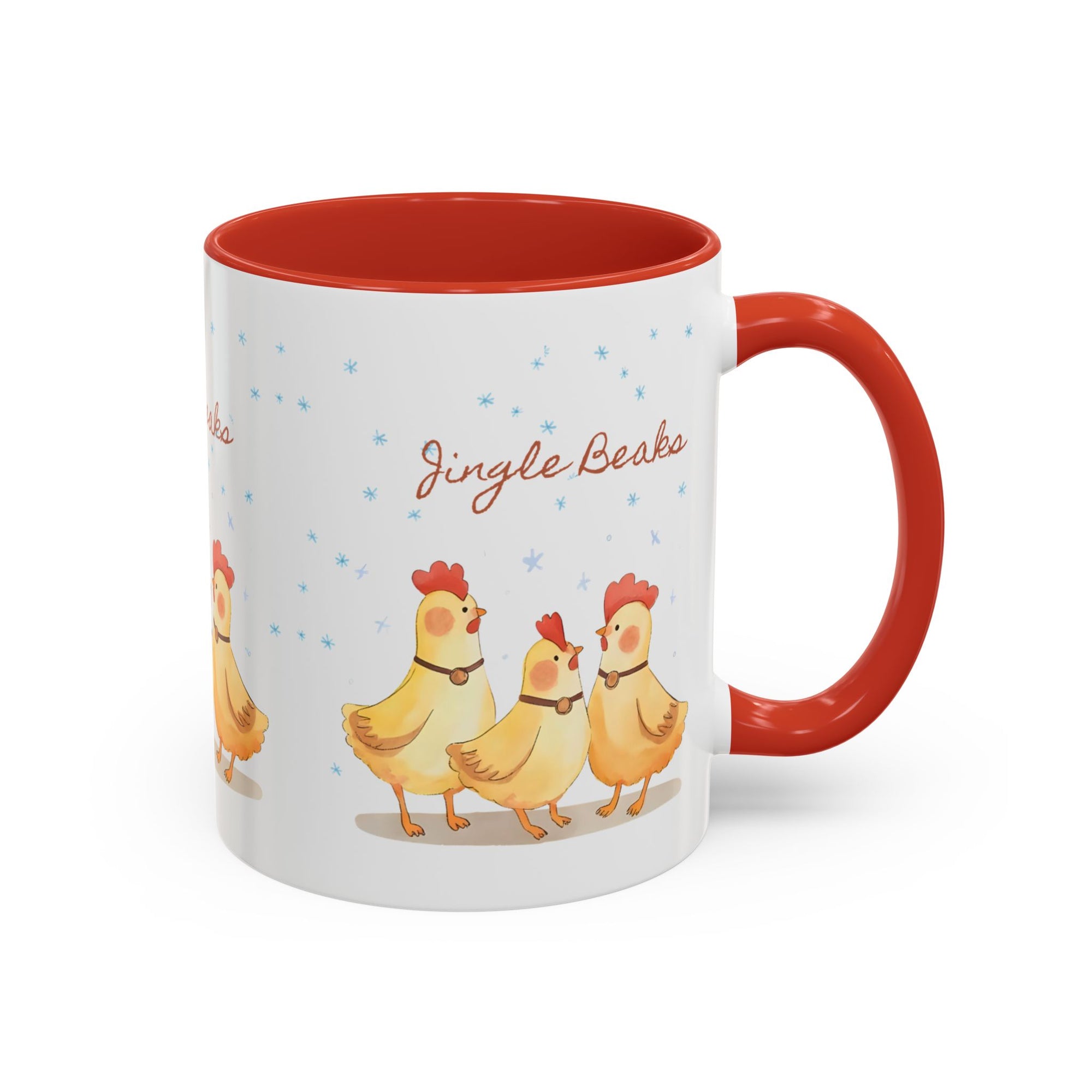 Jingle Beaks Chicken Mug – Funny Holiday Coffee Cup – Farmhouse Christmas Gift for Chicken Lovers  Accent Coffee Mug, Cute Chickens Coffee Cup, Holiday Gift, Fun Kitchen Decor, Farmhouse Style Mug, Unique Present