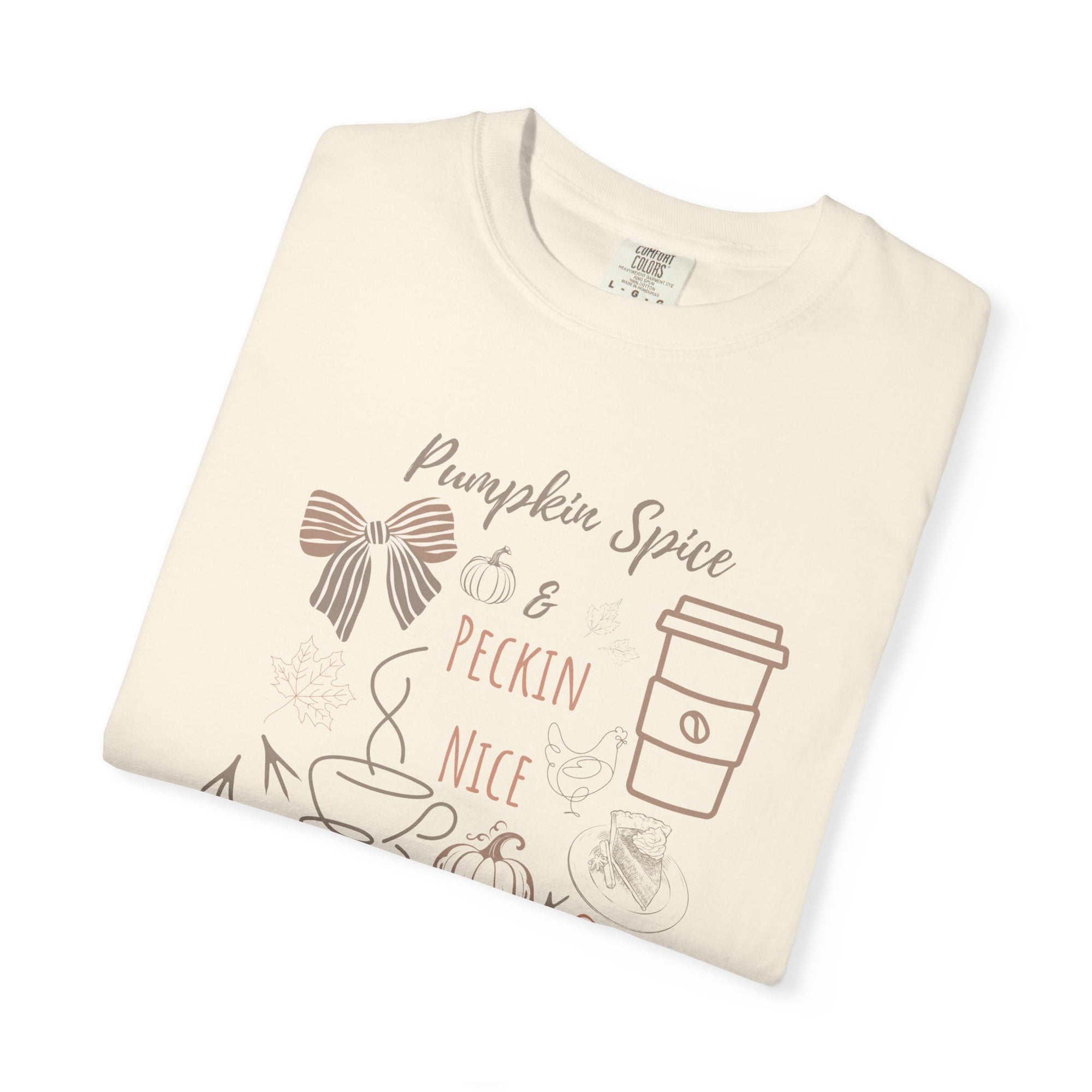 Pumpkin Spice & Peckin’ Nice Shirt – Funny Fall Chicken Lover Tee – Autumn Coffee Shirt, Farmhouse Country Graphic Tee