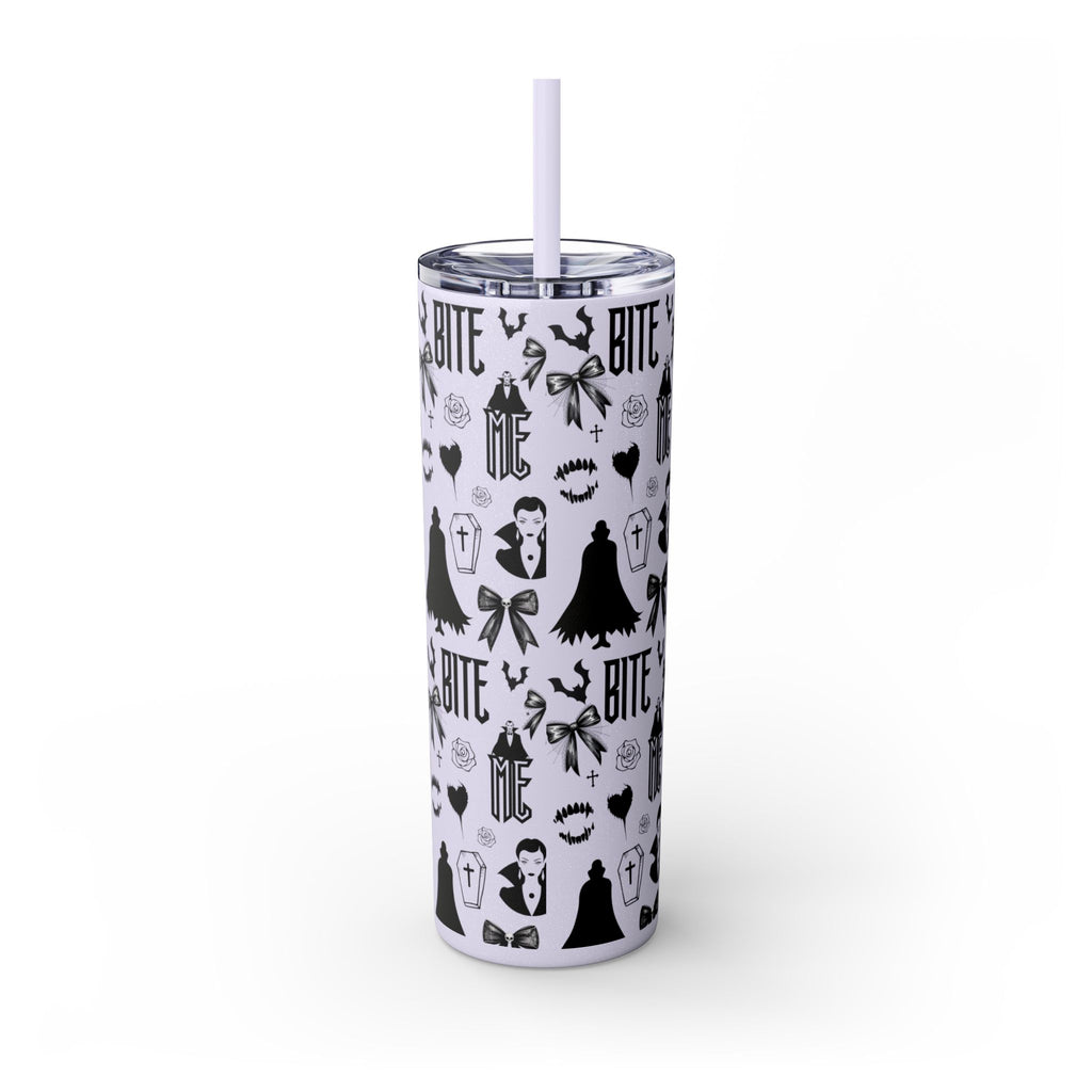 Gothic Skinny Tumbler, Perfect for Halloween, Unique Gift for Spooky Season, Cute Vampire Design, Ideal for Parties, Drinkware