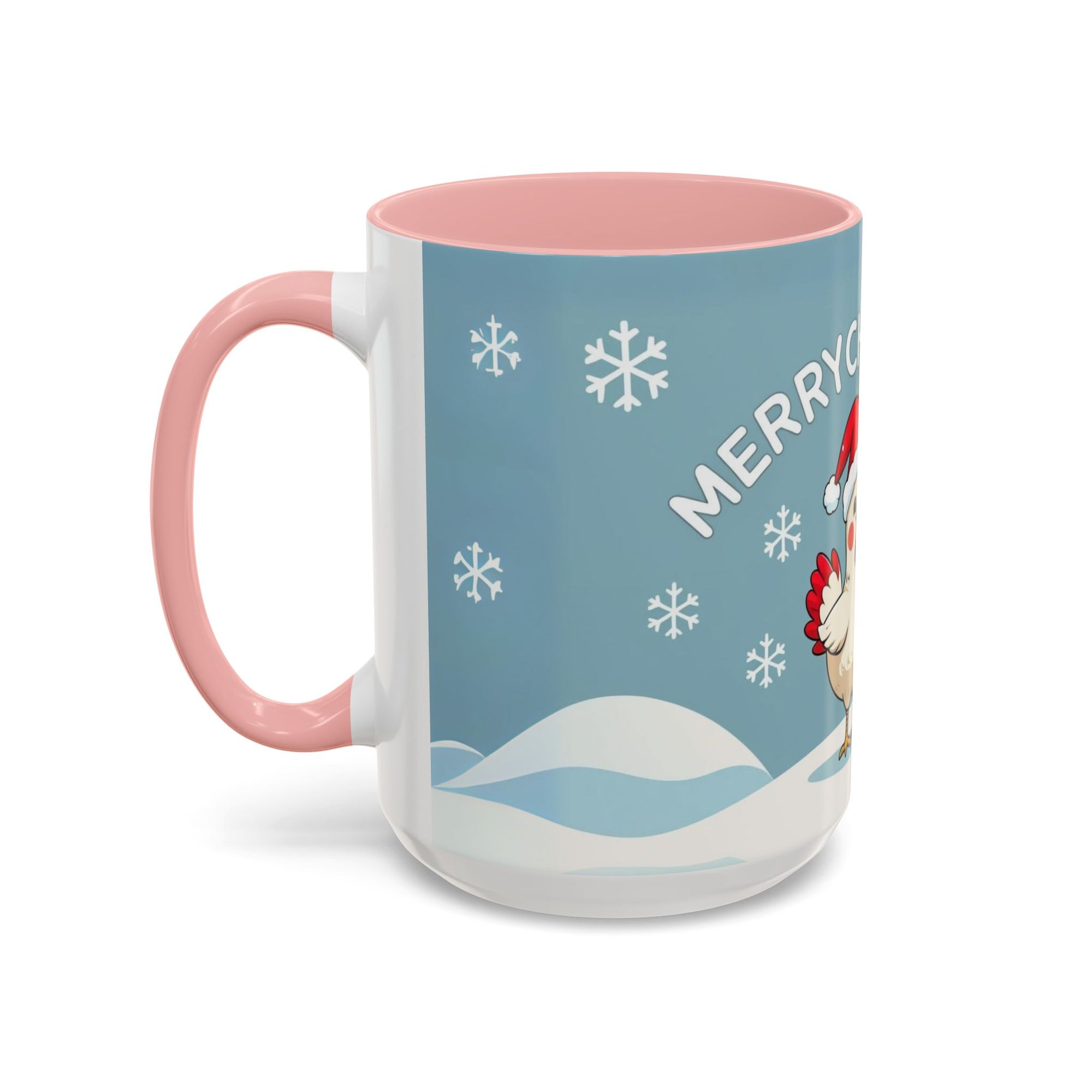 Merry Chickmas Christmas Chicken Accent Coffee Mug - Cute Holiday Gift, Festive Drinkware, Winter Celebration, Merry Chickmas, Funny Holiday Gift for Chicken Moms
