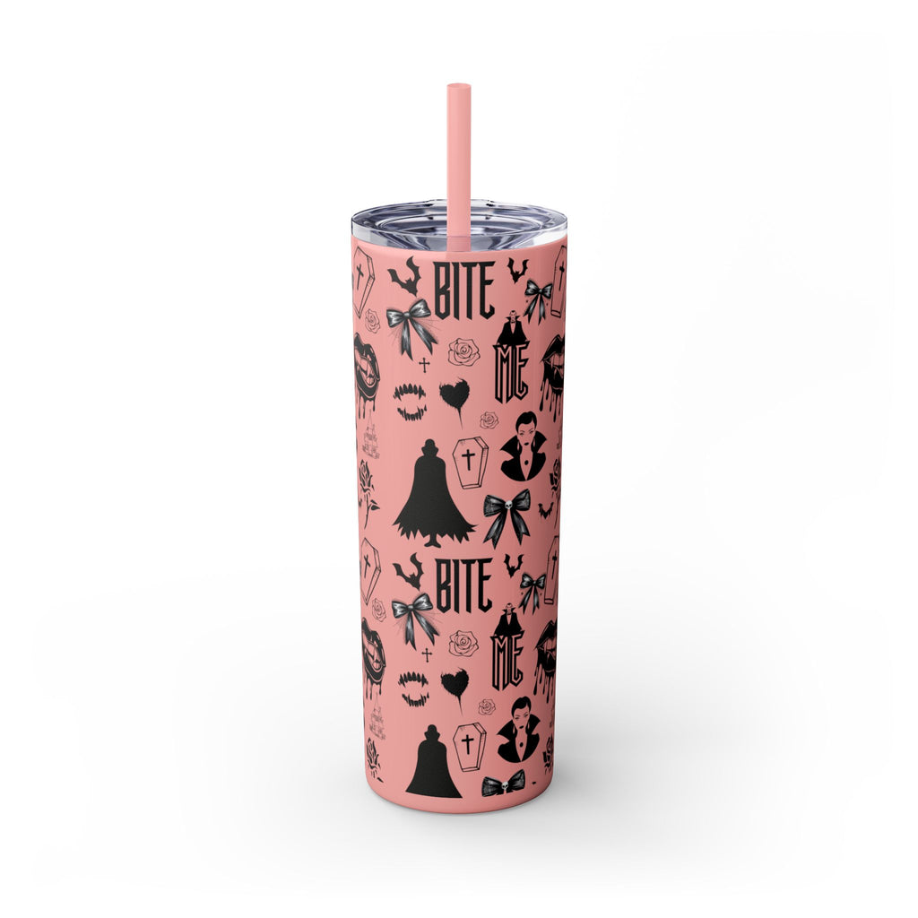 Gothic Skinny Tumbler, Perfect for Halloween, Unique Gift for Spooky Season, Cute Vampire Design, Ideal for Parties, Drinkware