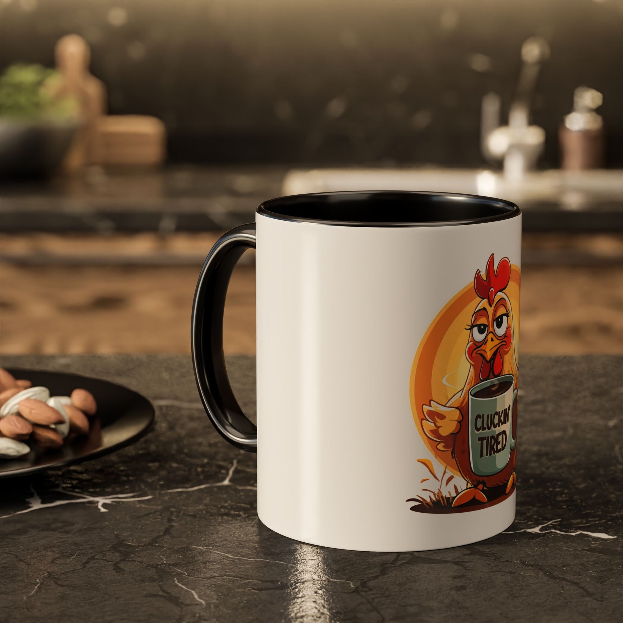Cluckin’ Tired – 20oz Stainless Steel Tumbler Funny Chicken Mug, Clucking Tired Coffee Cup, Gift for Chicken Lovers, Colorful Ceramic Mug, Morning Coffee Cup