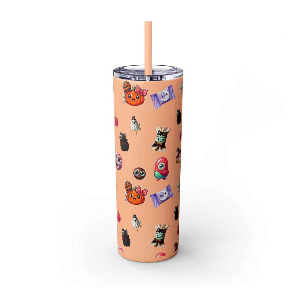 Playful Halloween Skinny Tumbler with Straw, 20oz | Cute Fall Drinkware, Halloween Mug, Party Favor, Gift for Her, Seasonal Decor