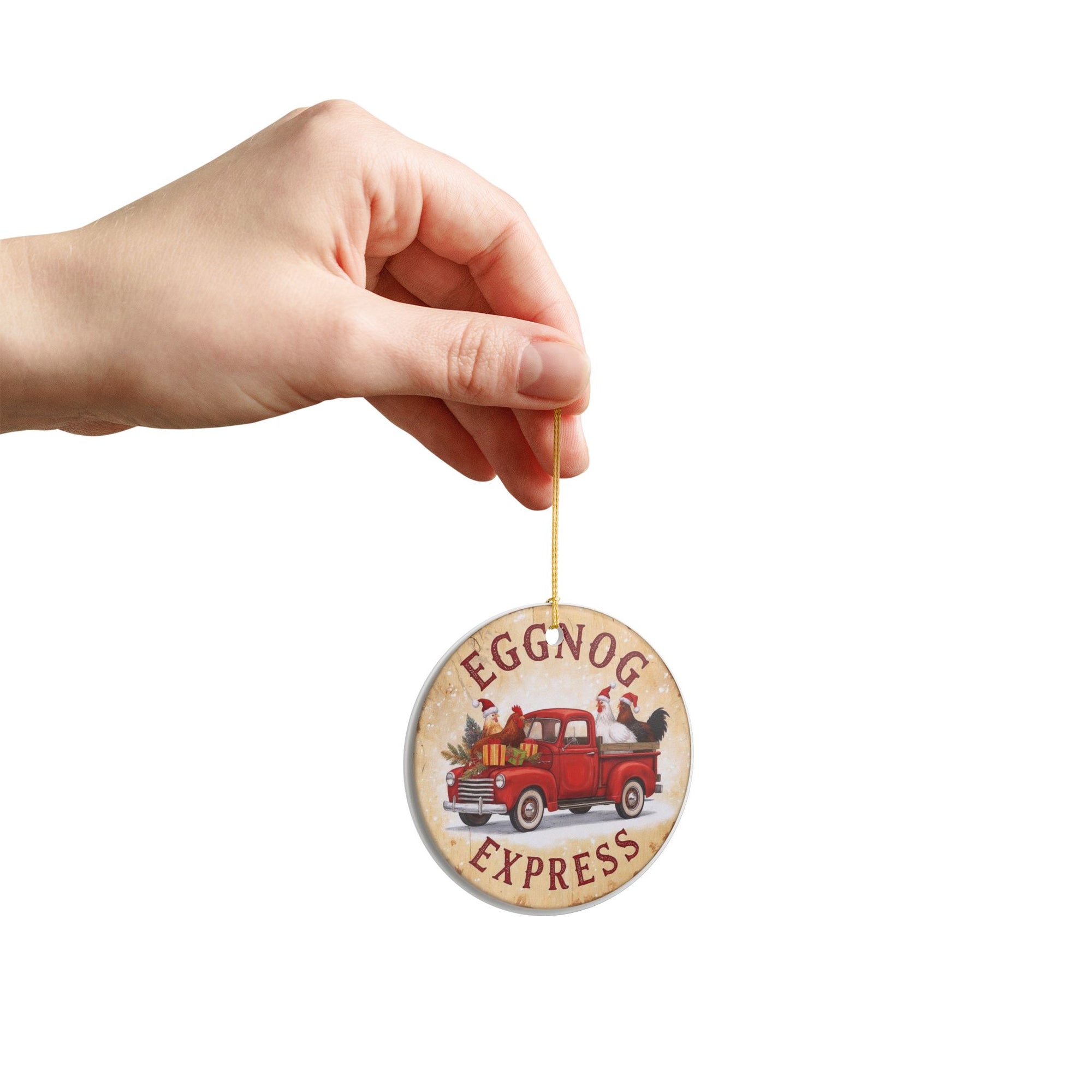 Egg Nog Christmas Farmhouse Ornament, Eggnog Express Tree Decoration, Holiday Decor, Rustic Charm, Gift for Loved Ones